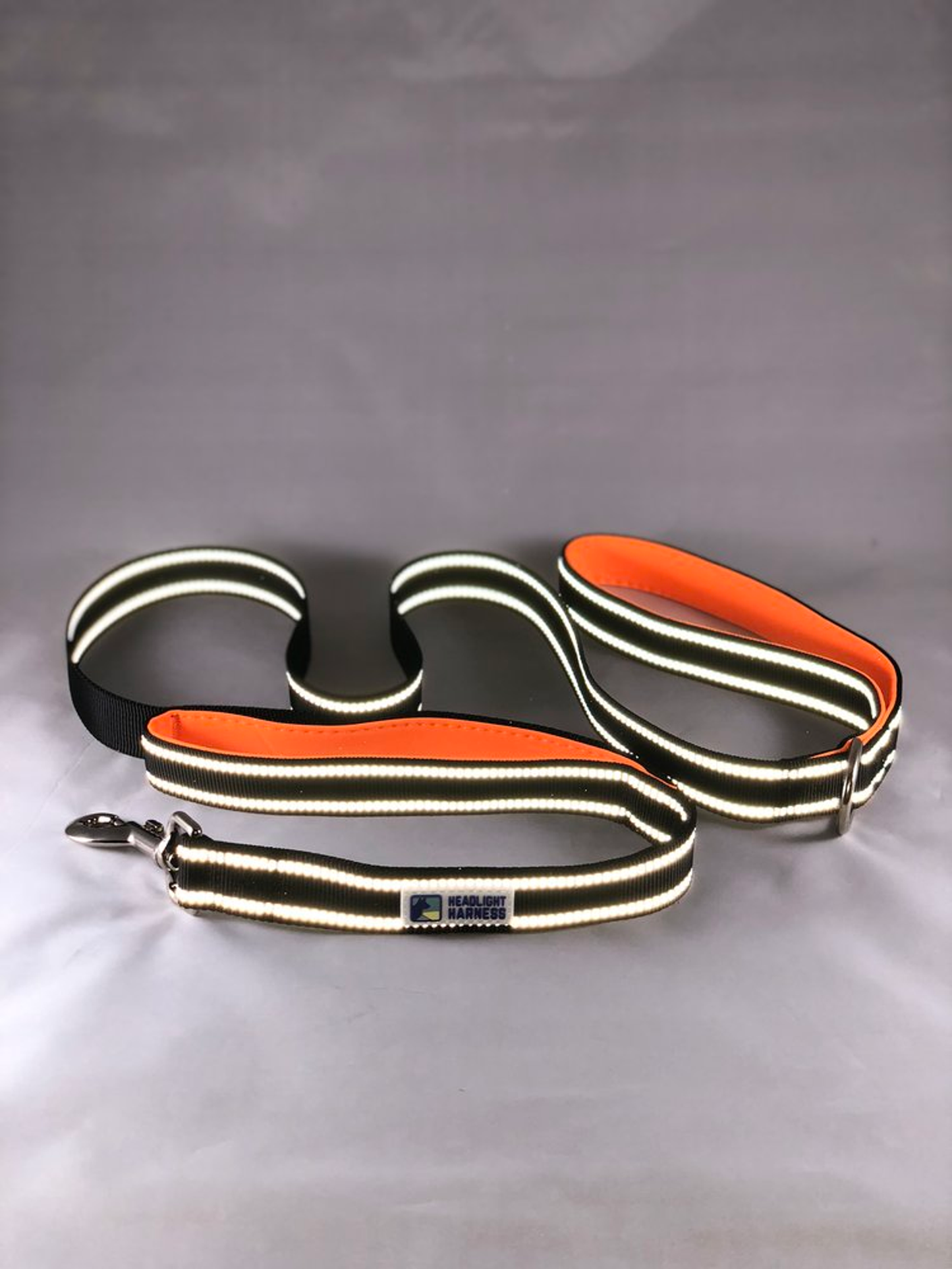 Headlight Harness Double-Handle Reflective Dog Leash, 6 ft - Orange