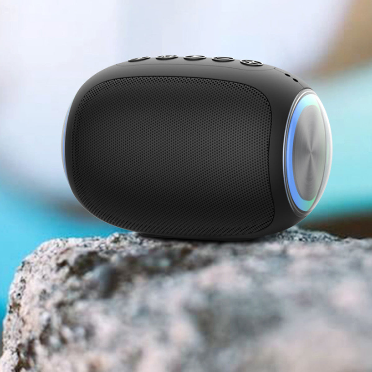 Oval Drum Bluetooth Speaker with LED Ring Light