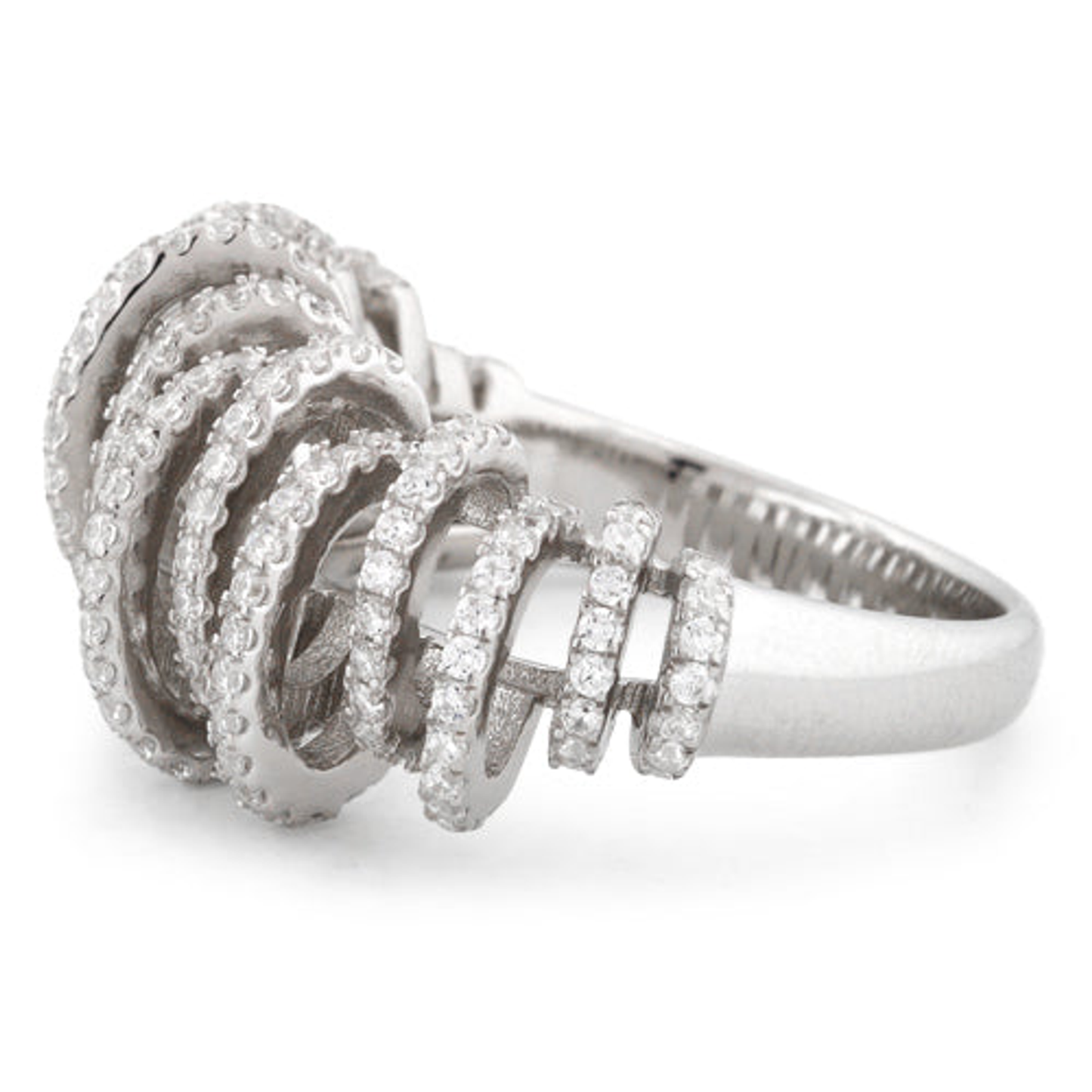 Hoops & Loops Platinum-Plated Pave CZ Statement Ring