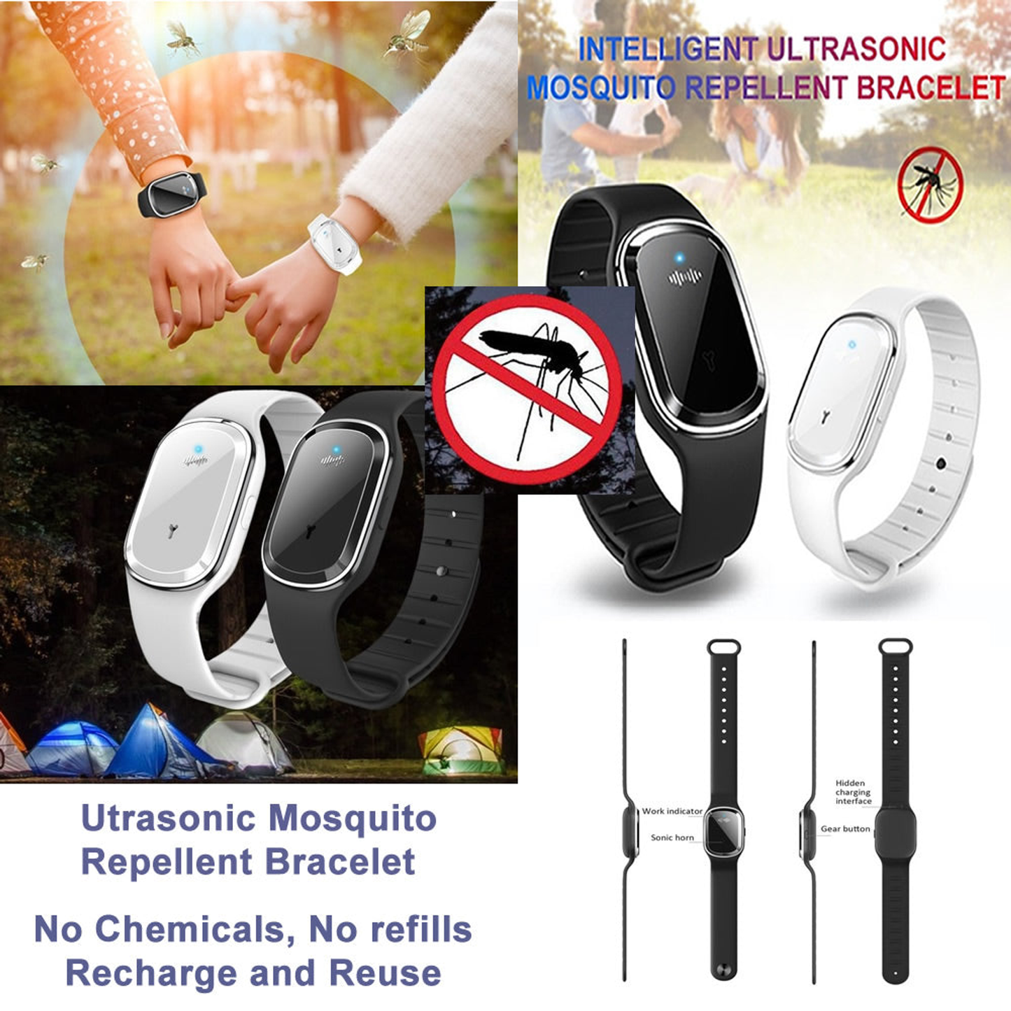 Super Shield Ultrasonic Mosquito Repellent Watch Band