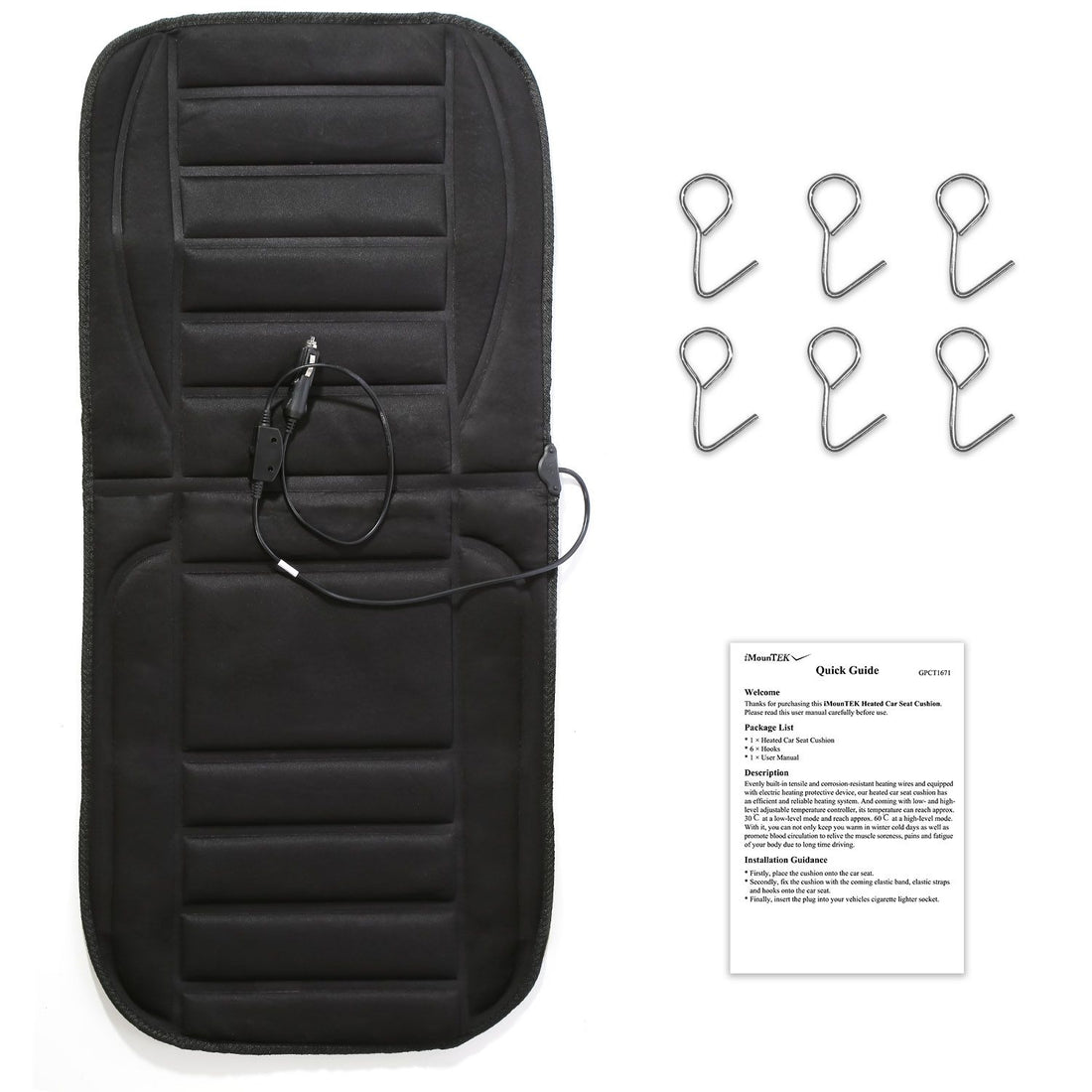 12V Adjustable Car Seat Heater back view
