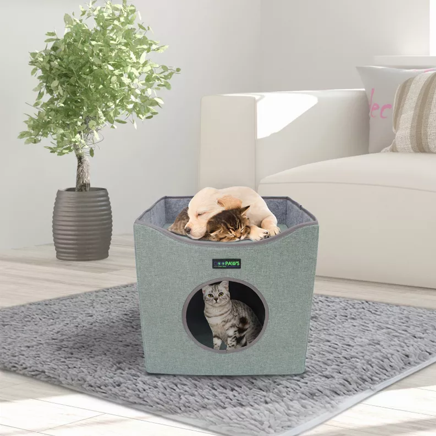 JESPET Foldable Cat Condo & Cube House Bed