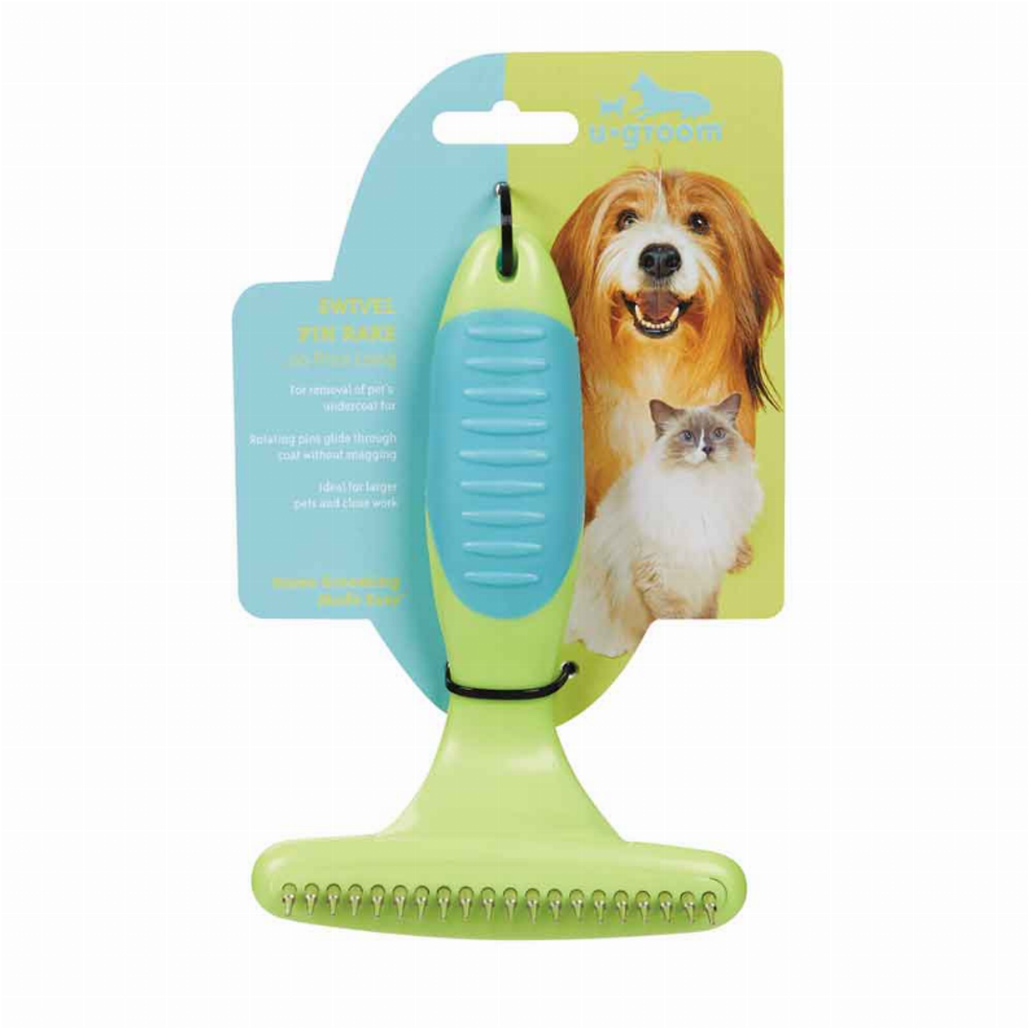 Ugroom Swivel Pin Pet Rake, 20 Long Pins