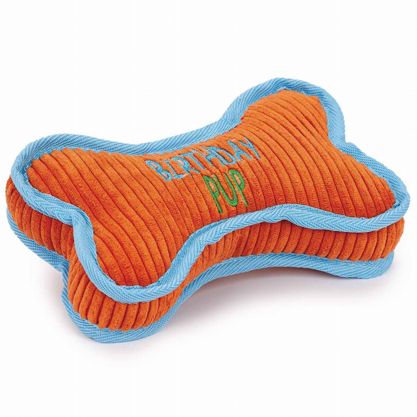 Zanies Birthday Pup Orange Corduroy Bone Dog Toy