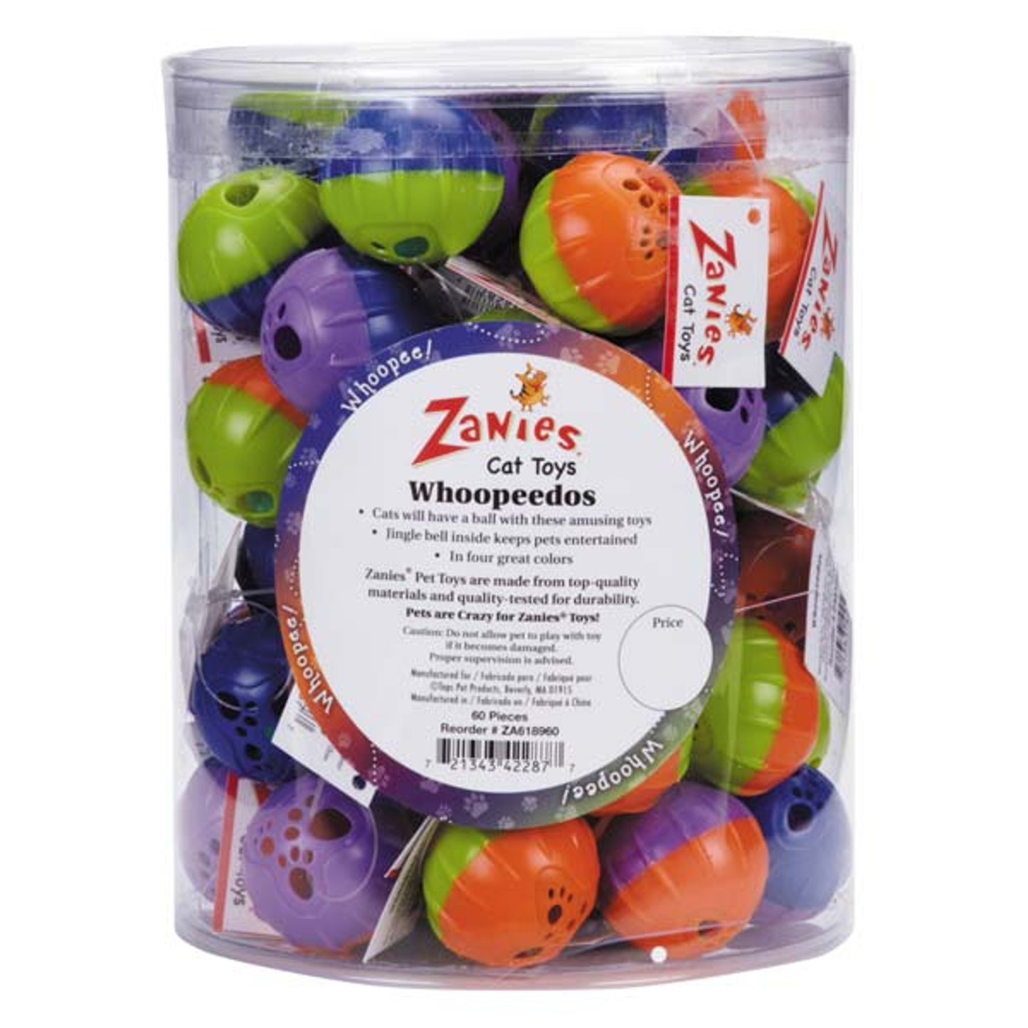 Zanies Whoopeedos Cat Toy Canister, 60 Pieces