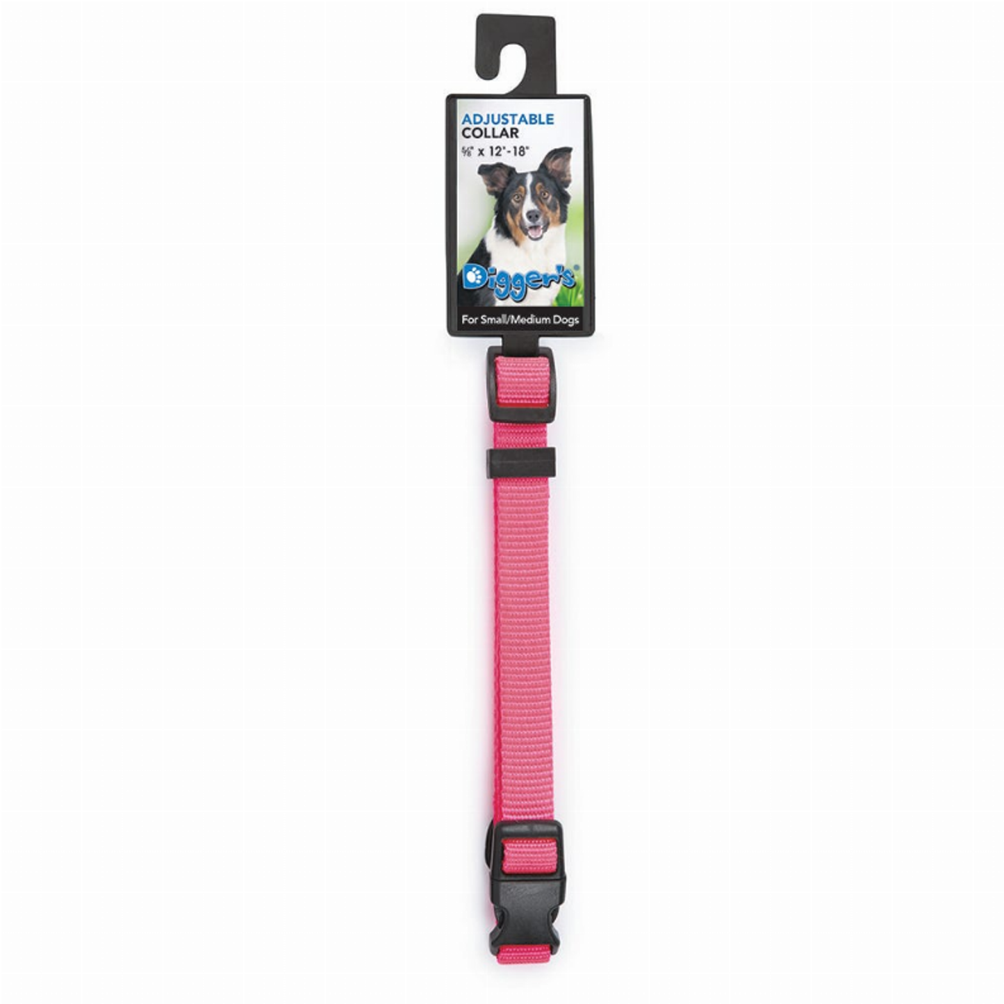 Digger's 5/8 in Adjustable Nylon Dog Collar, Pink