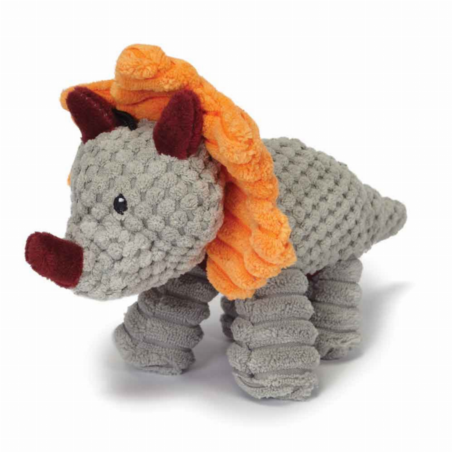Play 365 Jurassic Cord Crew Triceratops Plush Dog Toy Small