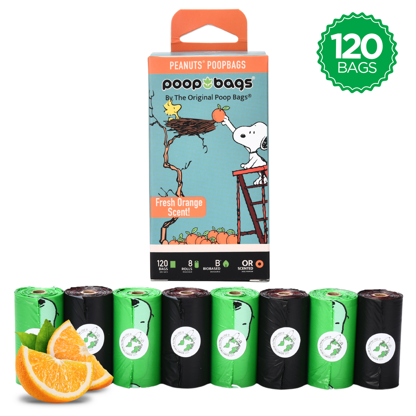 The Original Poop Bags Peanuts Orange-Scented Leash Rolls