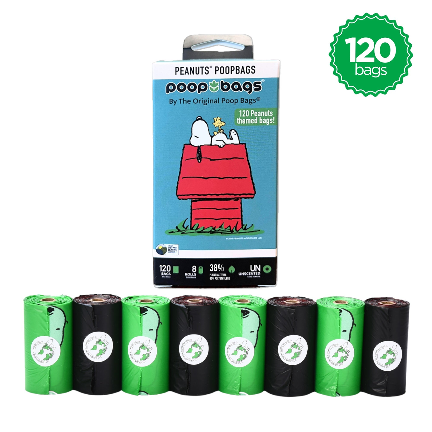 The Original Poop Bags Peanuts Unscented Leash Rolls