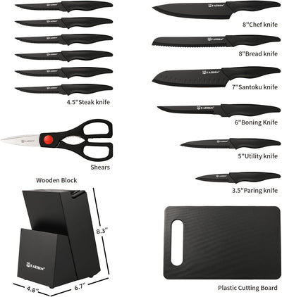 16-Piece Stainless Steel Kitchen Knife Set angled view