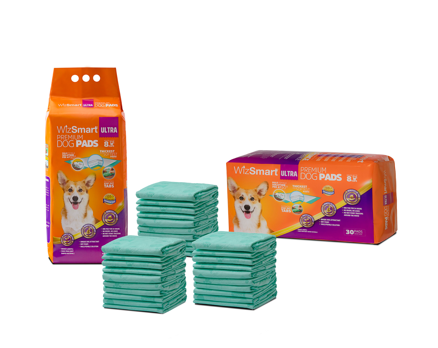 WizSmart All Day Dry Ultra Dog Pads, 30 Count (4 Pack)