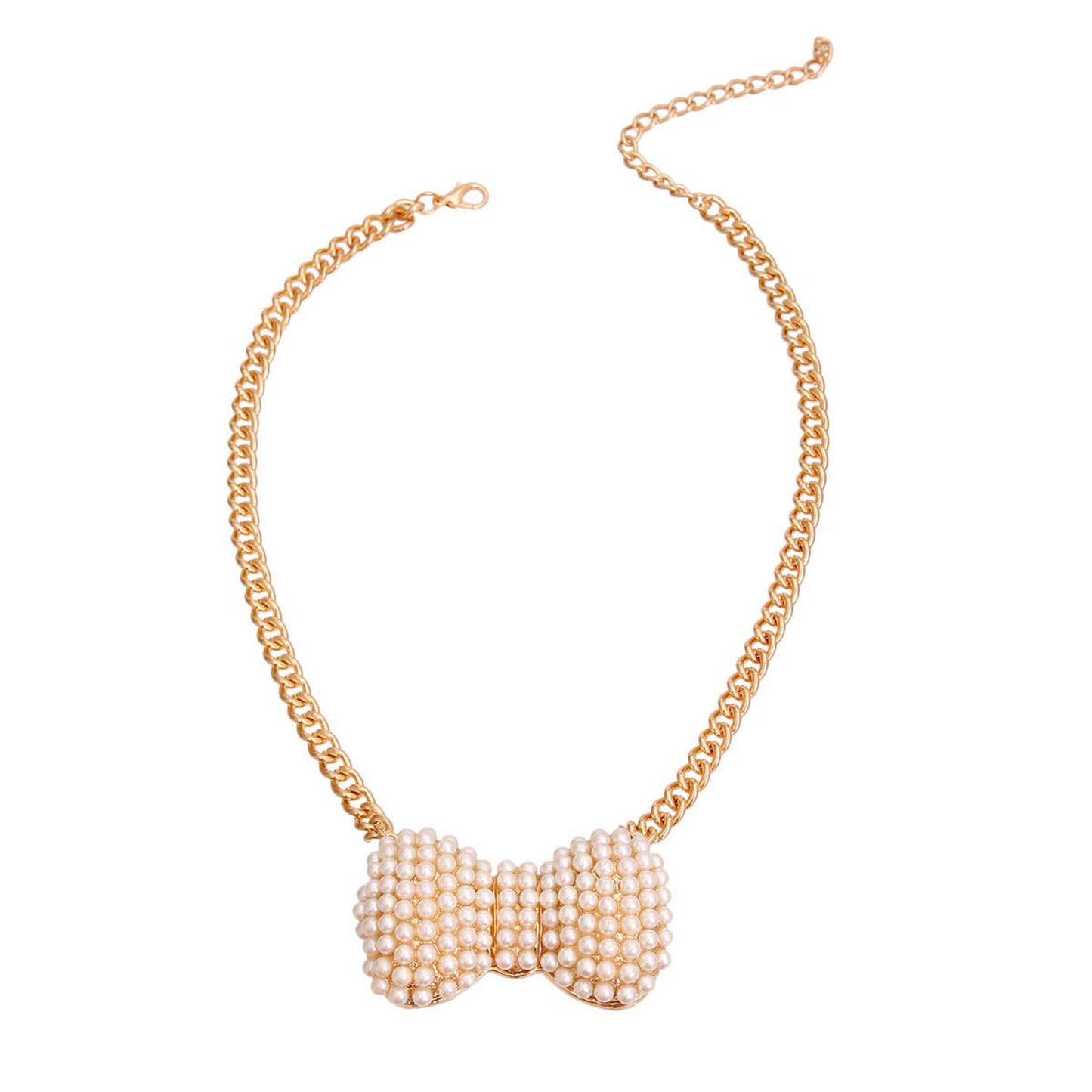 Cream Chunky Bow Dog Necklace