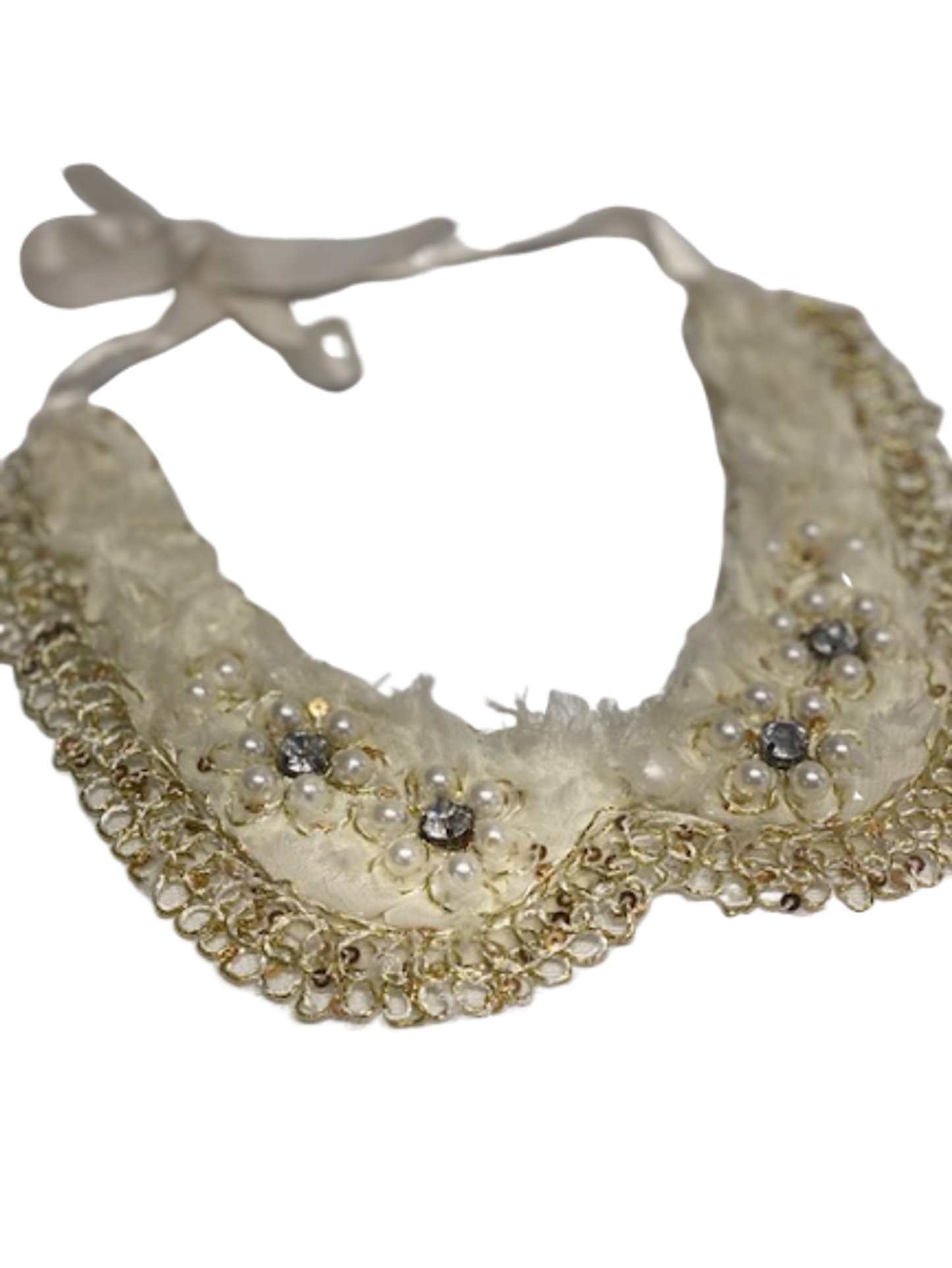 Vintage Pearl Flower Dog Necklace