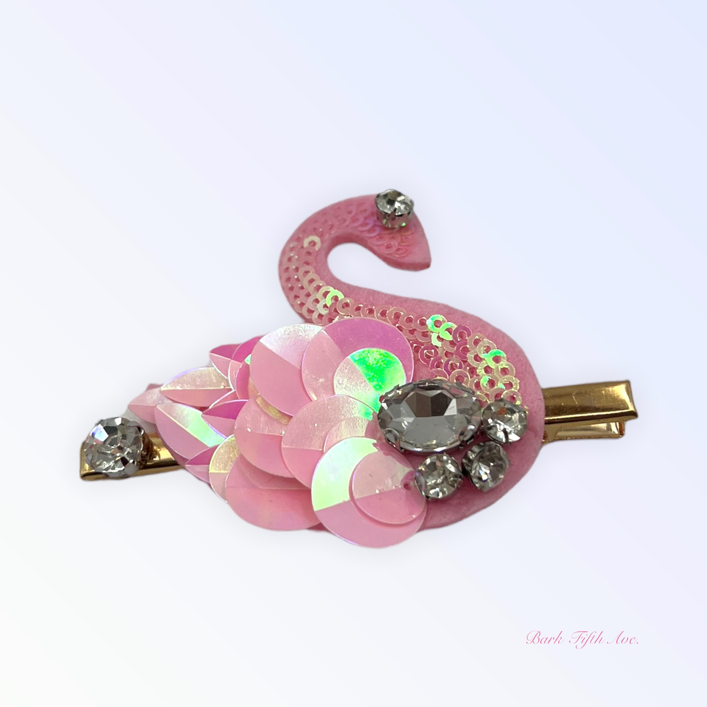 Bark Fifth Avenue Beaded Sequin Swan Dog Hair Clip