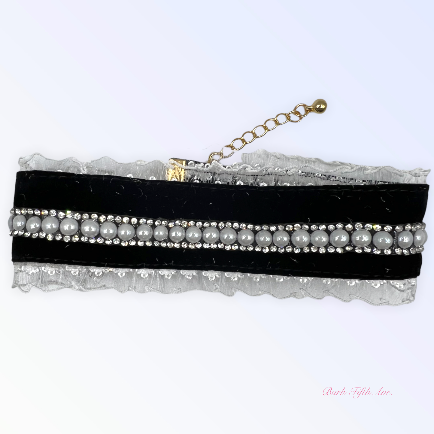 Bark Fifth Avenue Black Velvet Lace Dog Collar