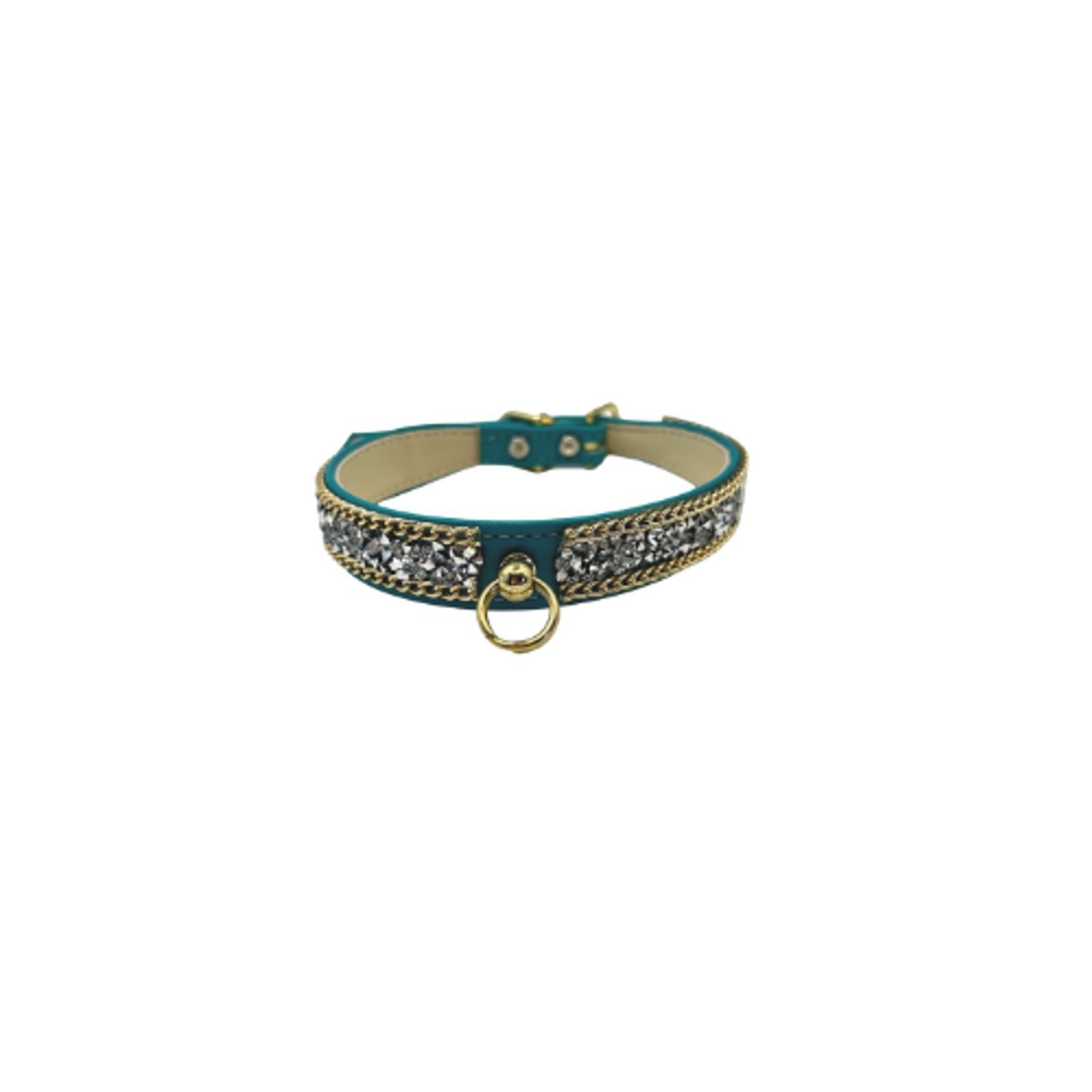 Chunky Rhinestone and Chain Dog Collar
