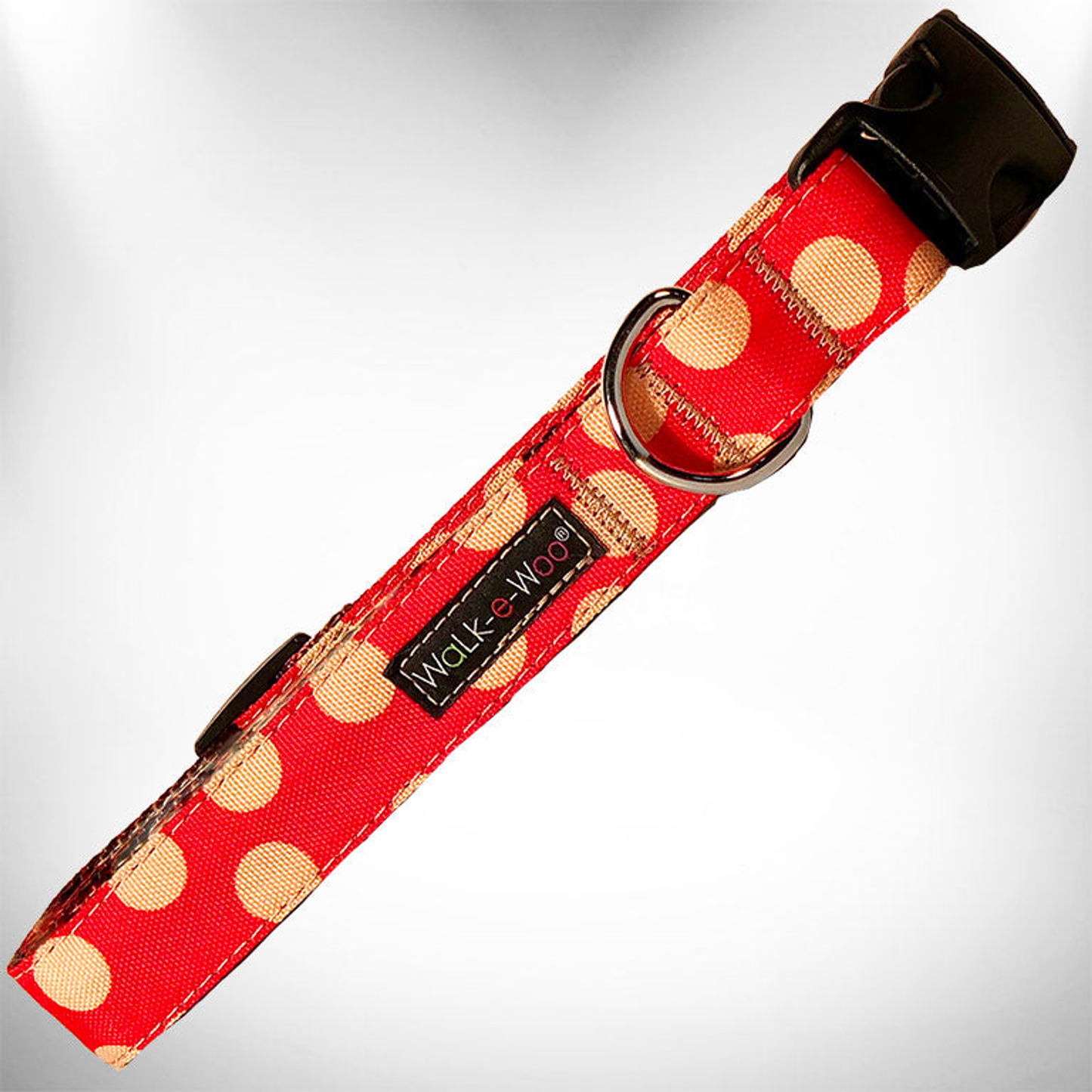 Walk-e-Woo Tan Dot Dog Collar - Nylon, XS to XL