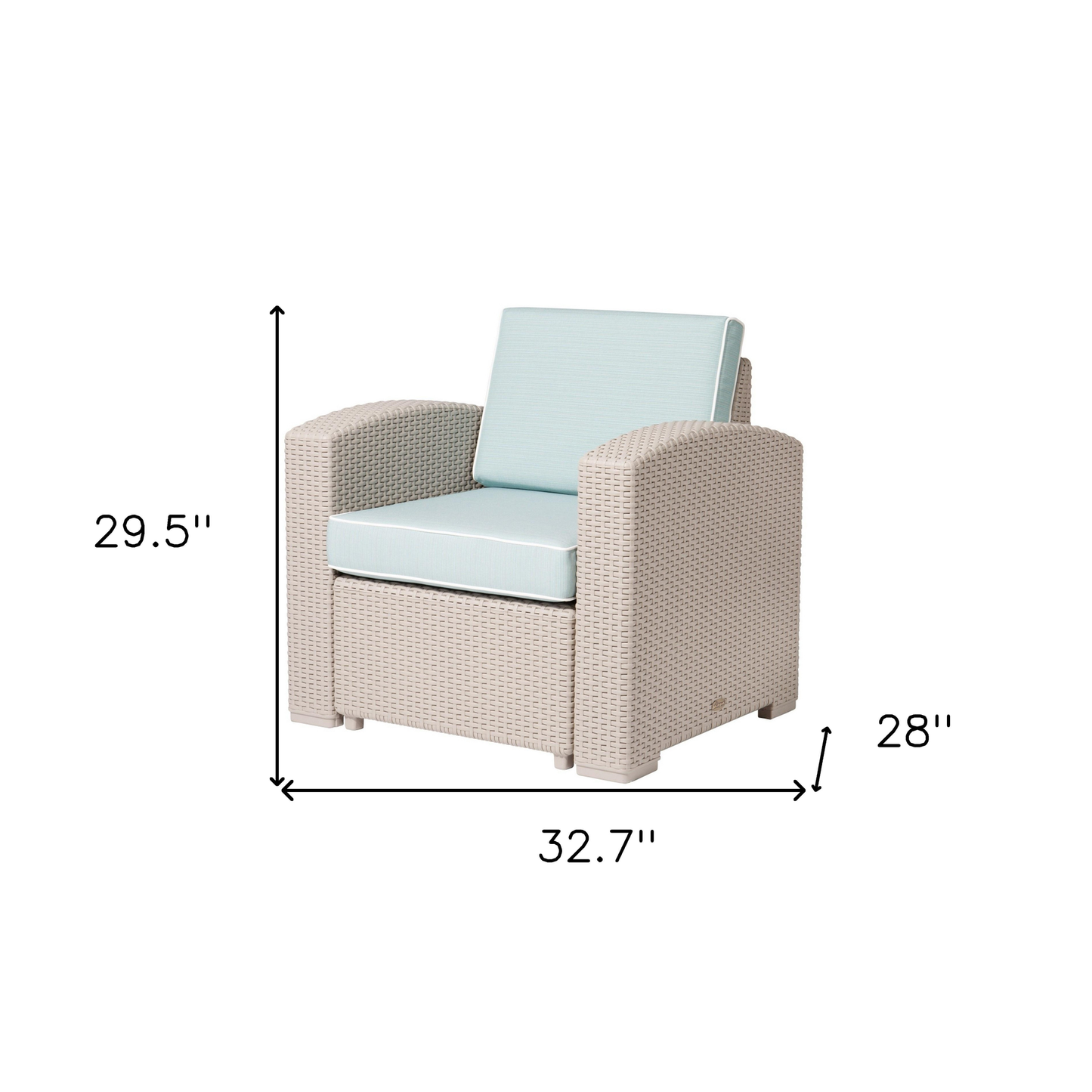 Heavy-Duty Plastic Outdoor Club Chair with Blue Cushion
