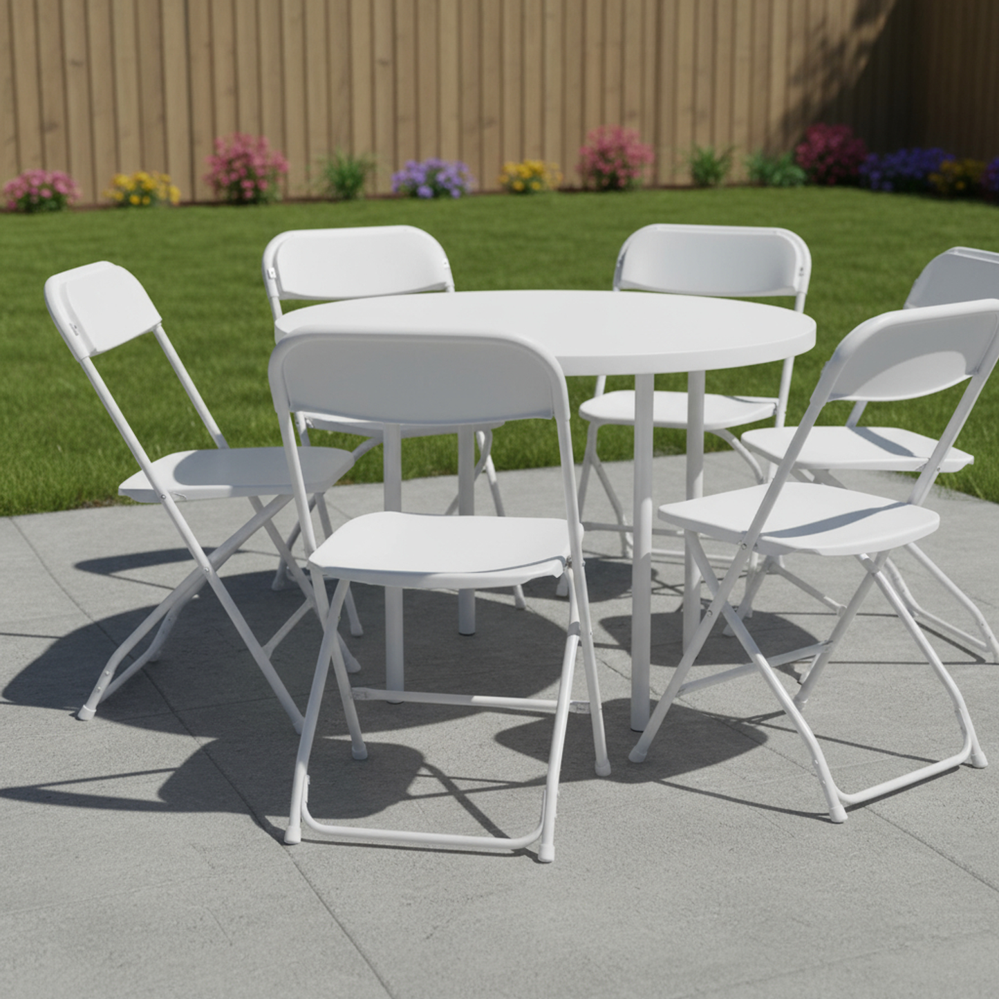 Set of Six Metal Outdoor Folding Stacking Dining Chairs