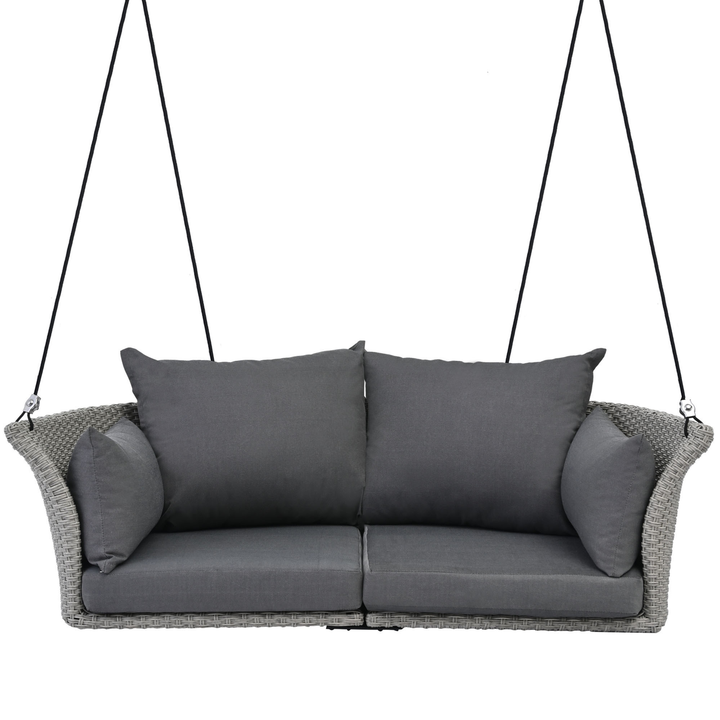 Woven Rattan Outdoor Swing Chair with Gray Cushion