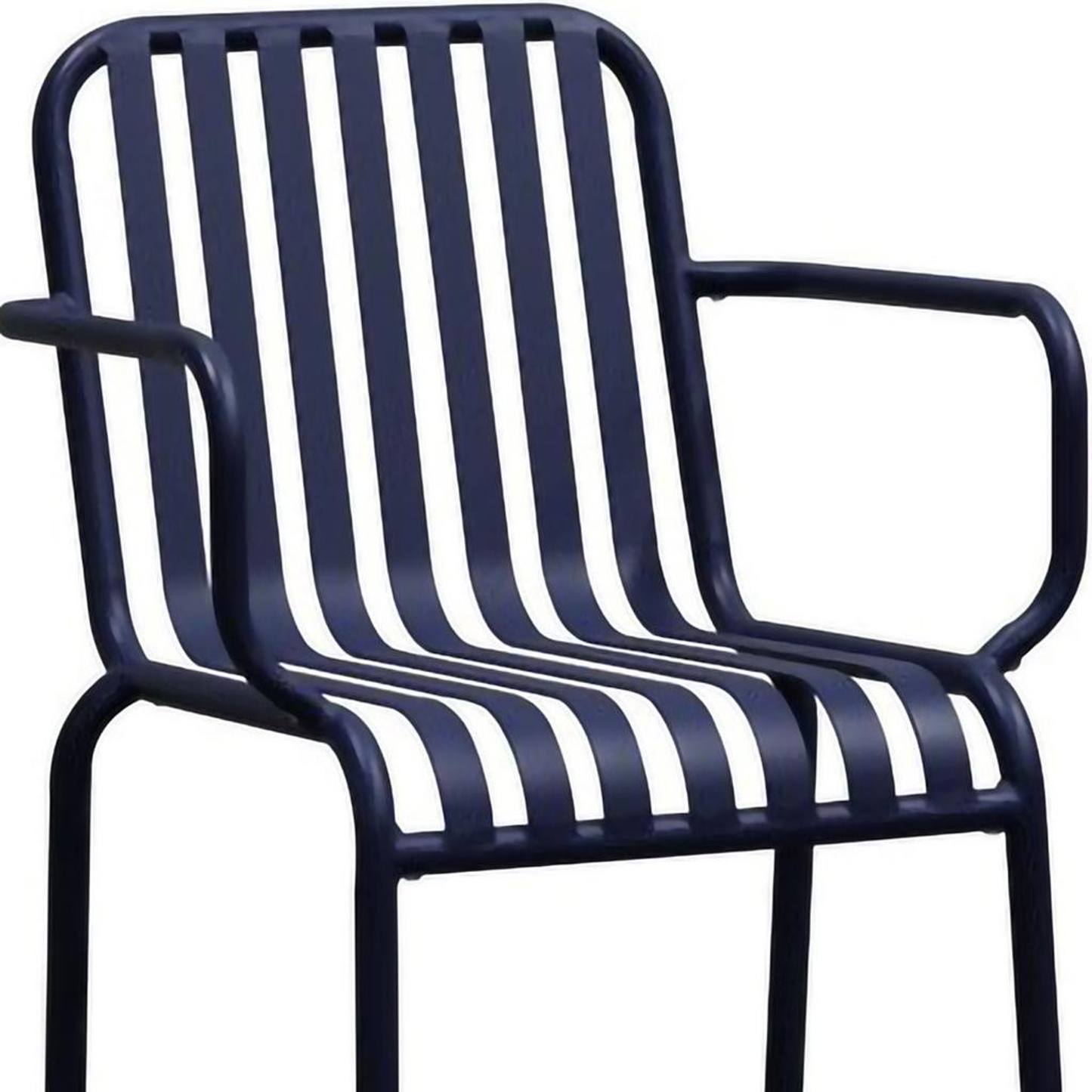 Set of Two Steel Outdoor Stacking Arm Chairs