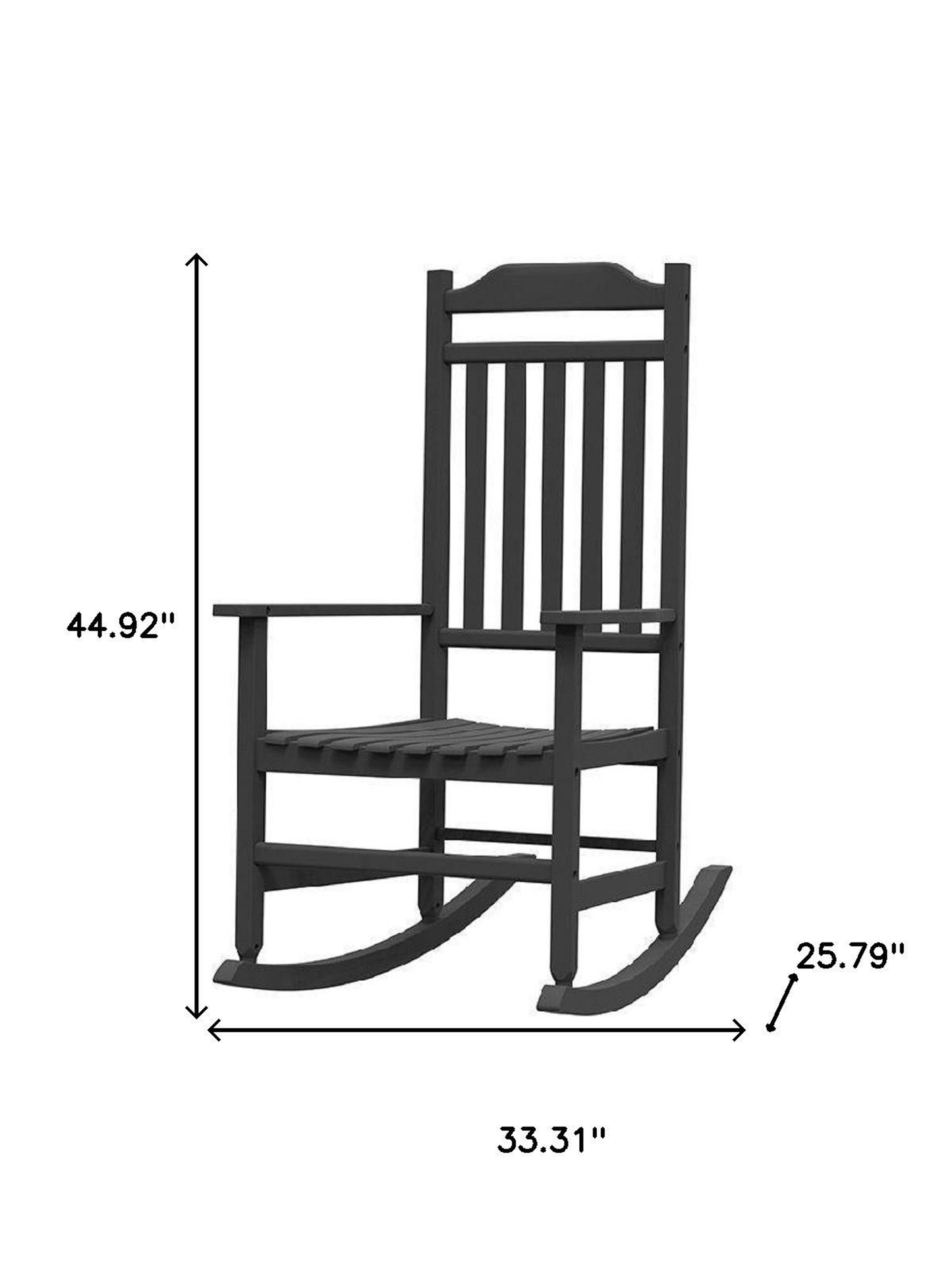 Faux Wood Heavy Duty Plastic Outdoor Rocking Chair - Black