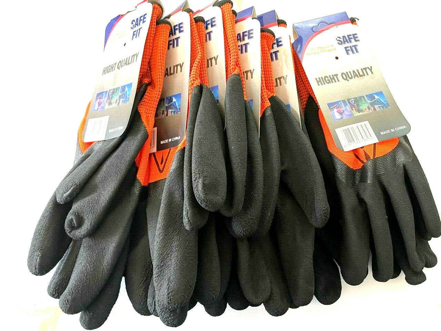 Professional-Grade Construction Work Gloves, 6 Pairs (Orange)