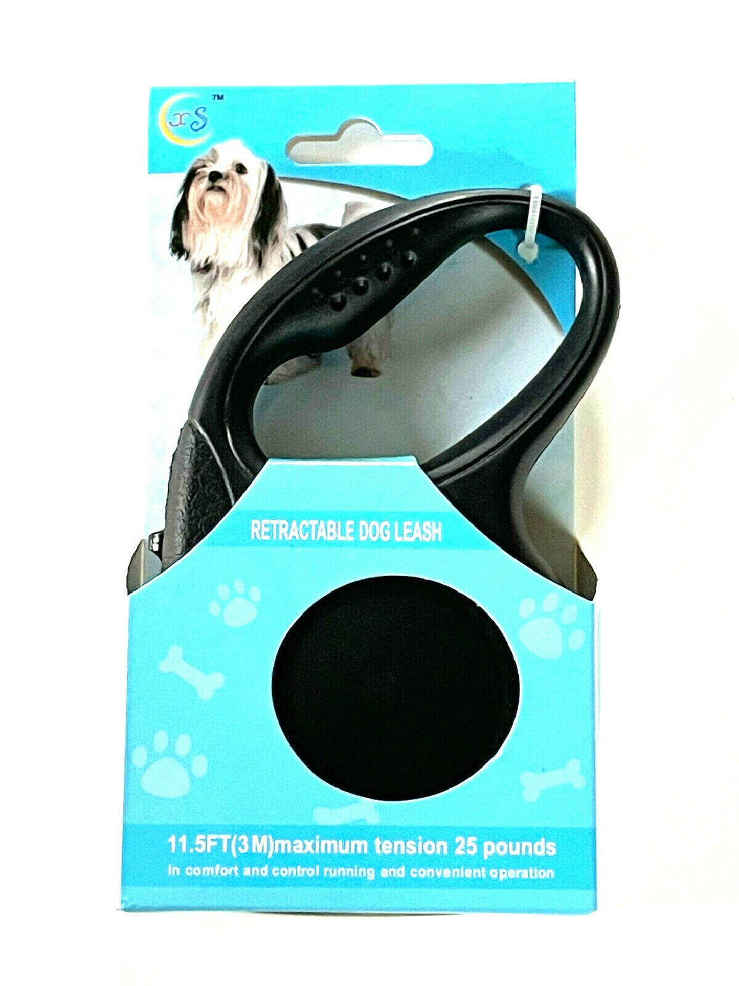 Retractable Dog Leash 11.5 ft Black up to 25 lbs