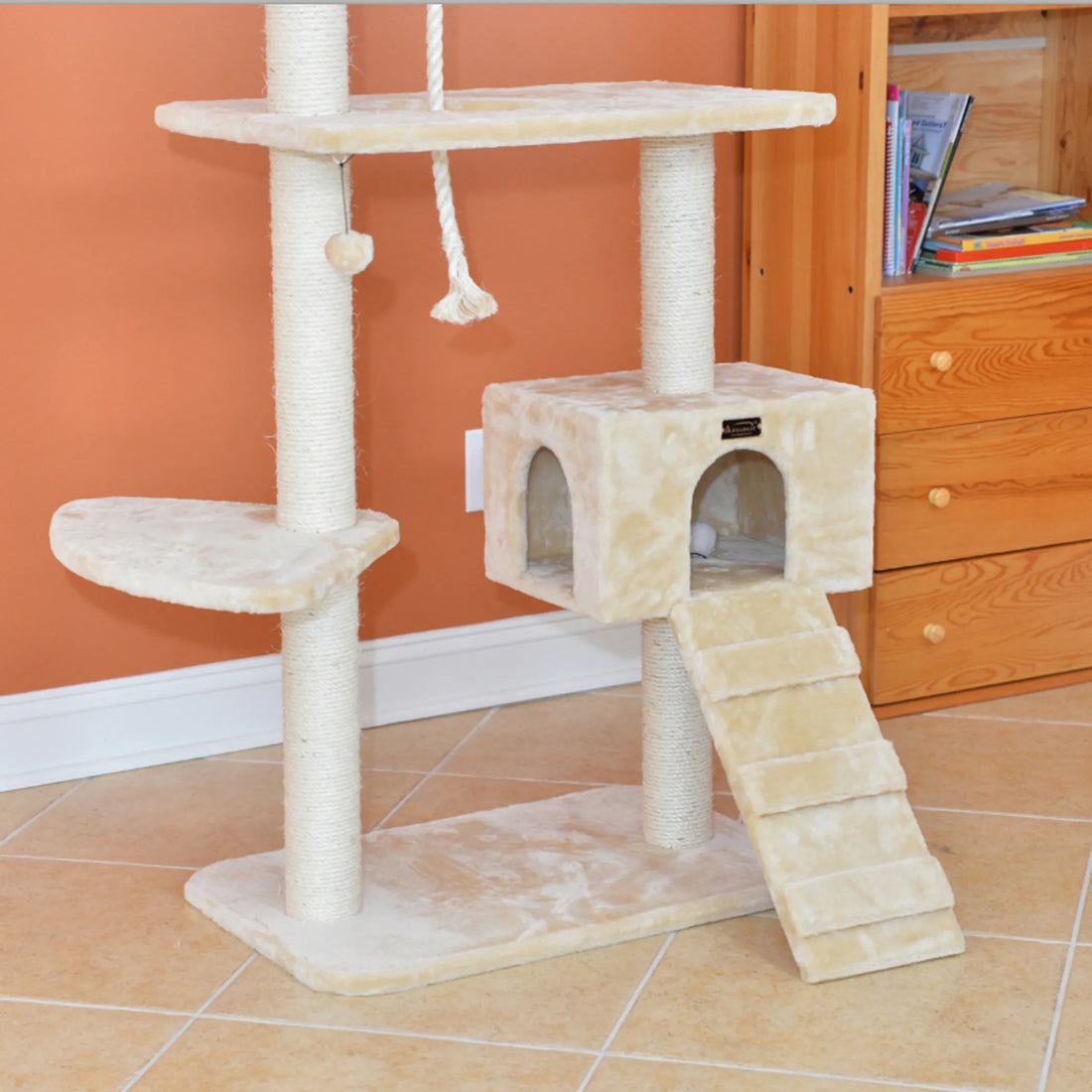 Cat playing on Armarkat sisal cat tree
