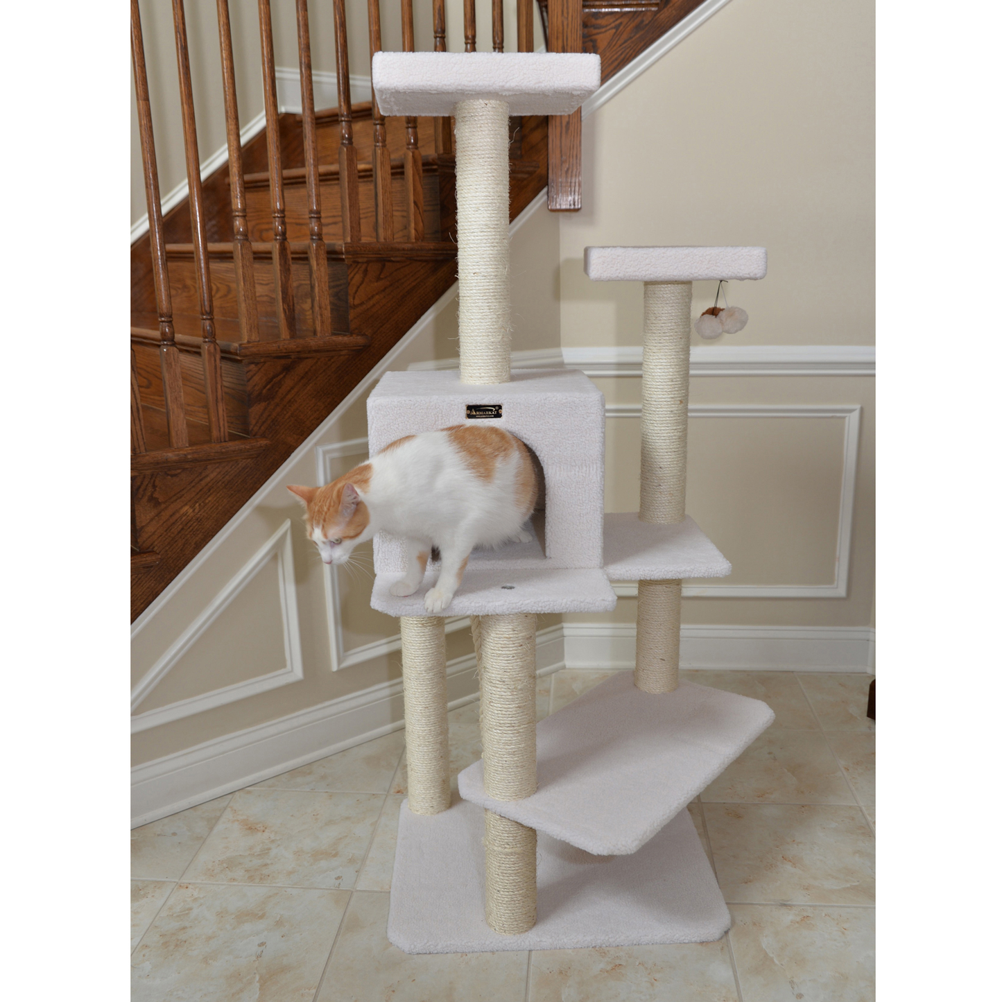 Armarkat Ivory 57-Inch Fleece Covered Cat Tree Climber