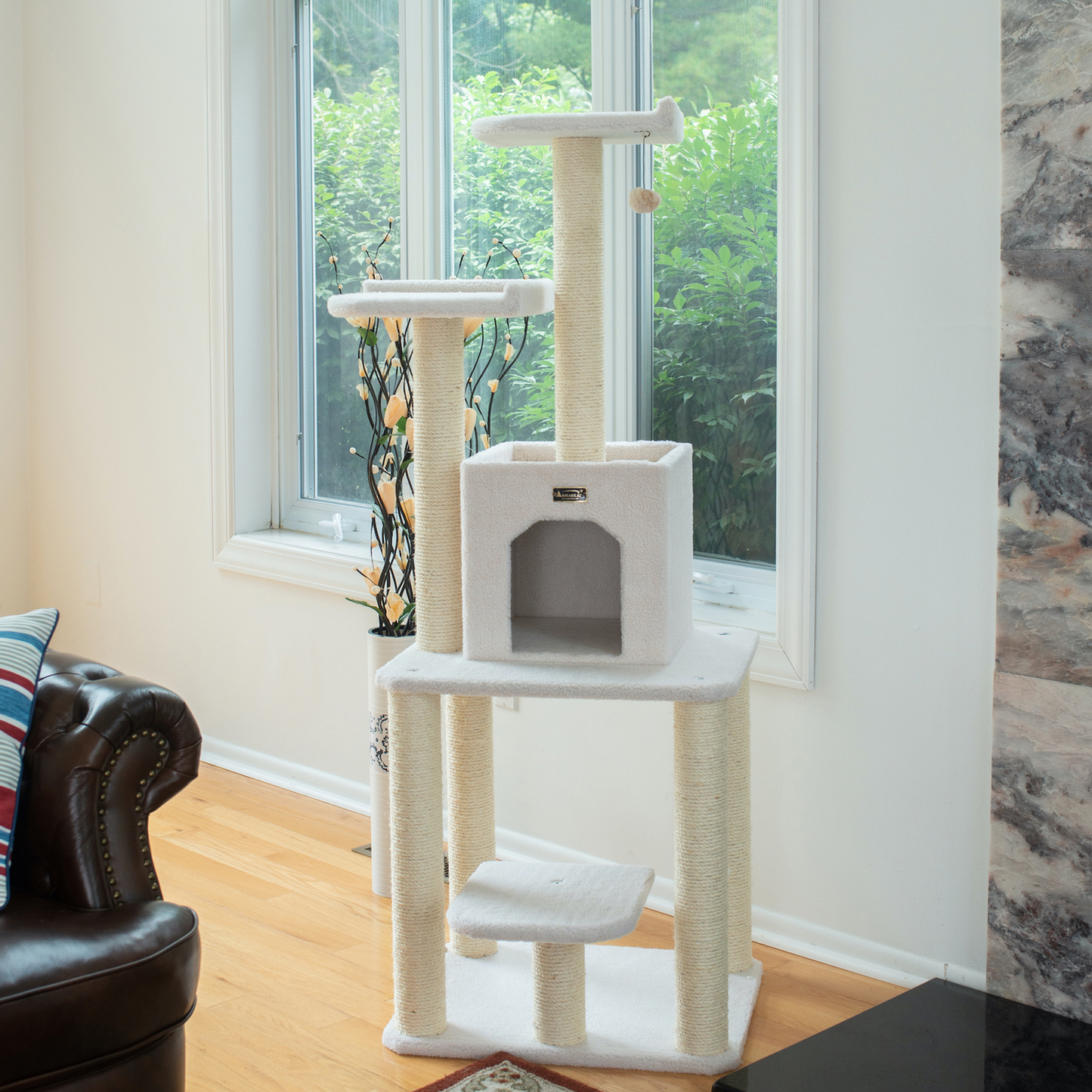 Armarkat Real Wood 62-Inch Ivory 5-Level Cat Tree Condo
