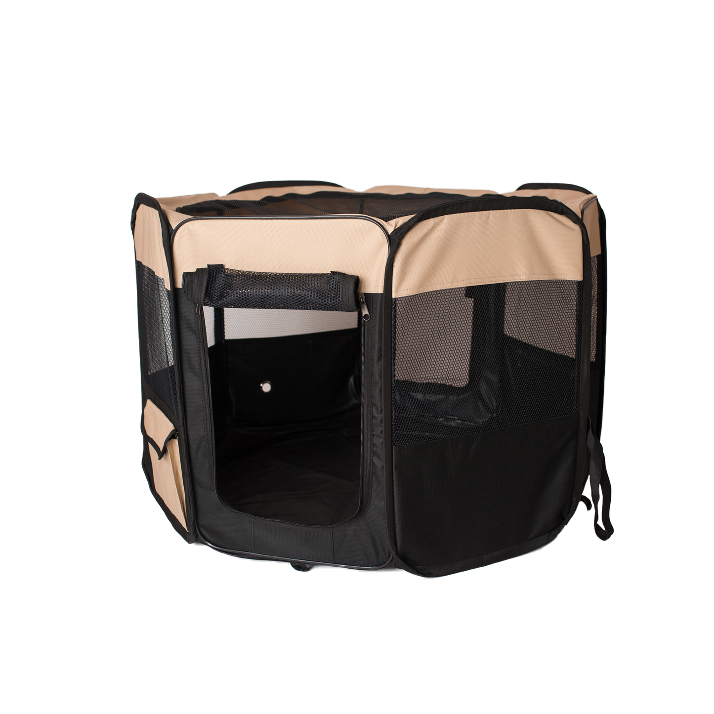 Armarkat Portable Pet Playpen, Black and Beige, Medium