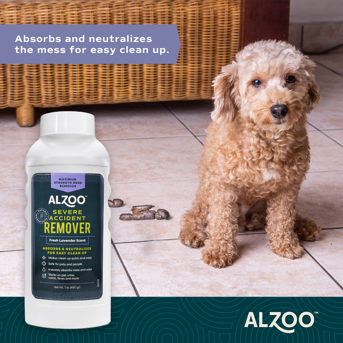ALZOO Plant-Based Accident Remover, Fresh Lavender