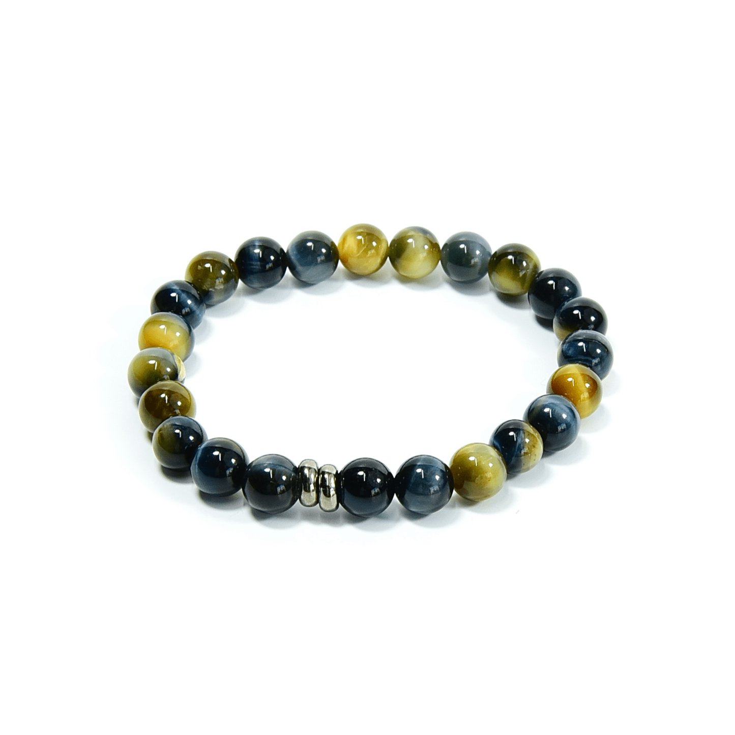 Blue and Blonde Tiger Eye Beaded Bracelet