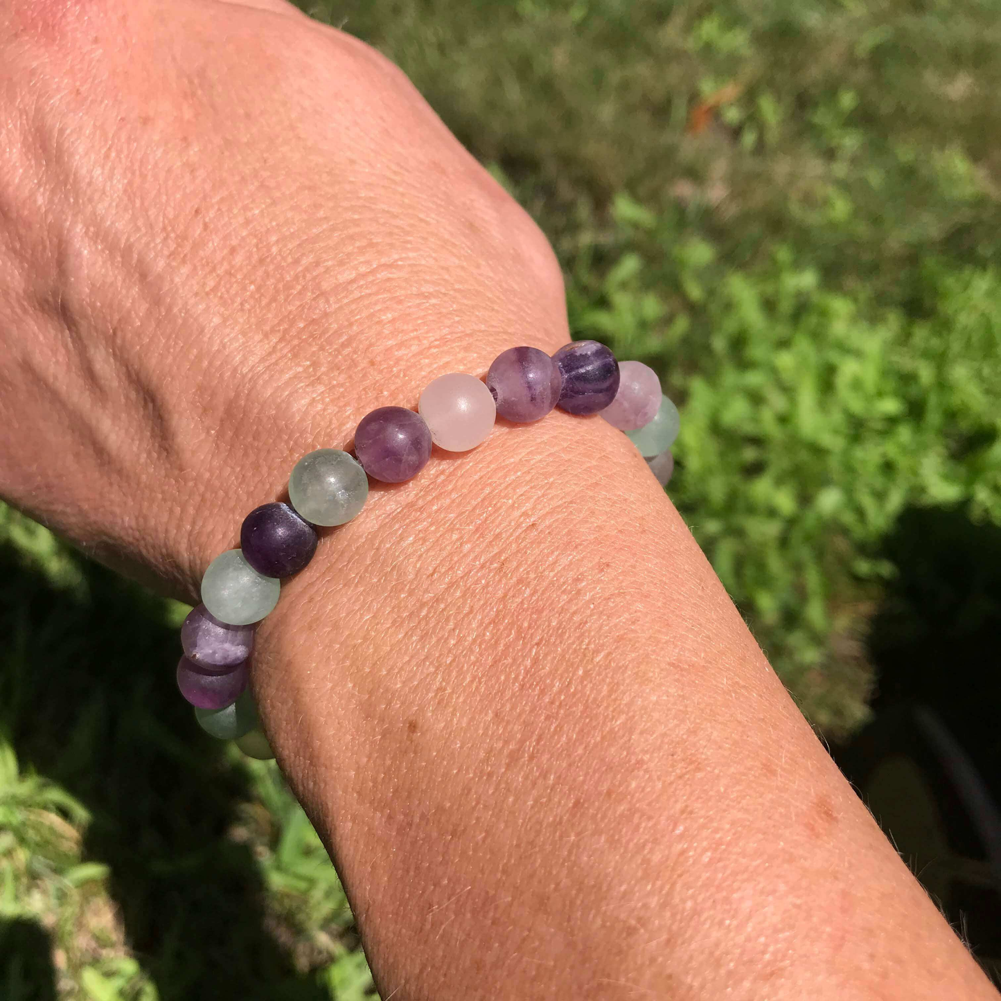 Frosted Fluorite Beaded Bracelet