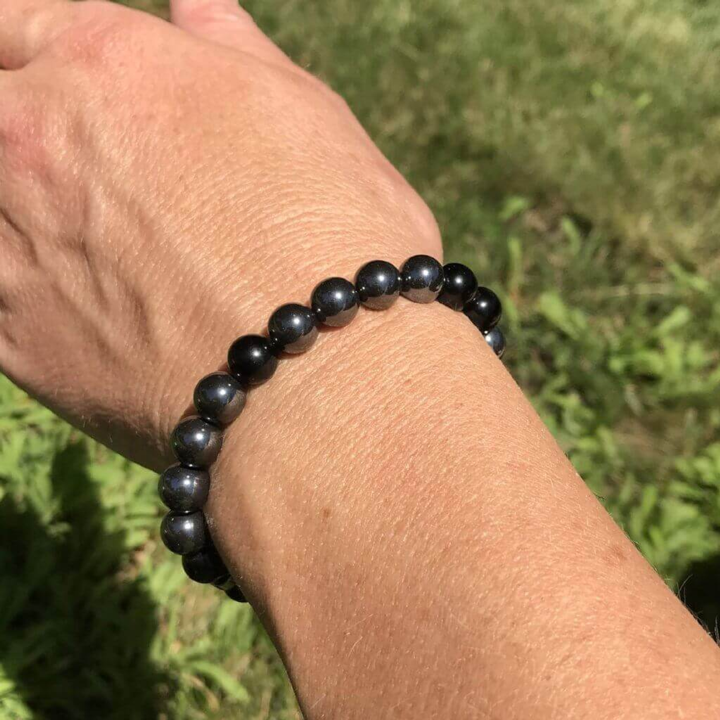 Hematite and Black Obsidian Beaded Bracelet