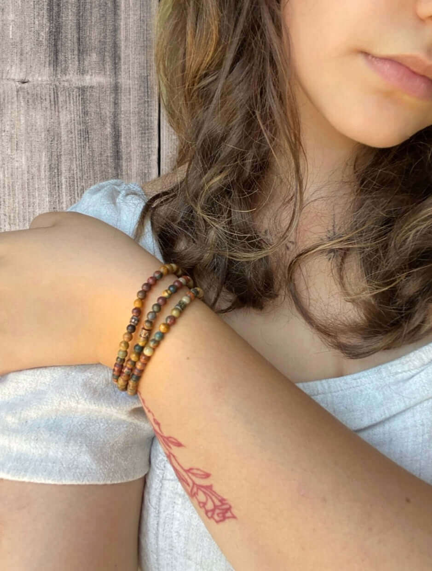 Red Creek Jasper Mini Beaded Bracelet
