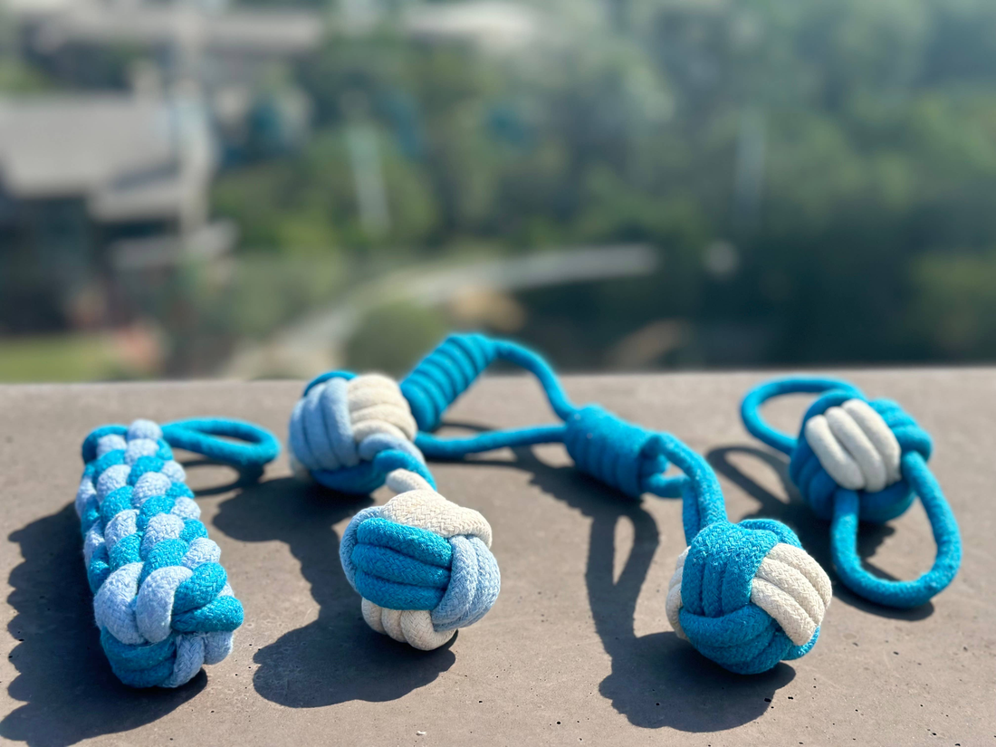 Handmade Sustainable Rope Dog Chew Toys, 4-Piece Set