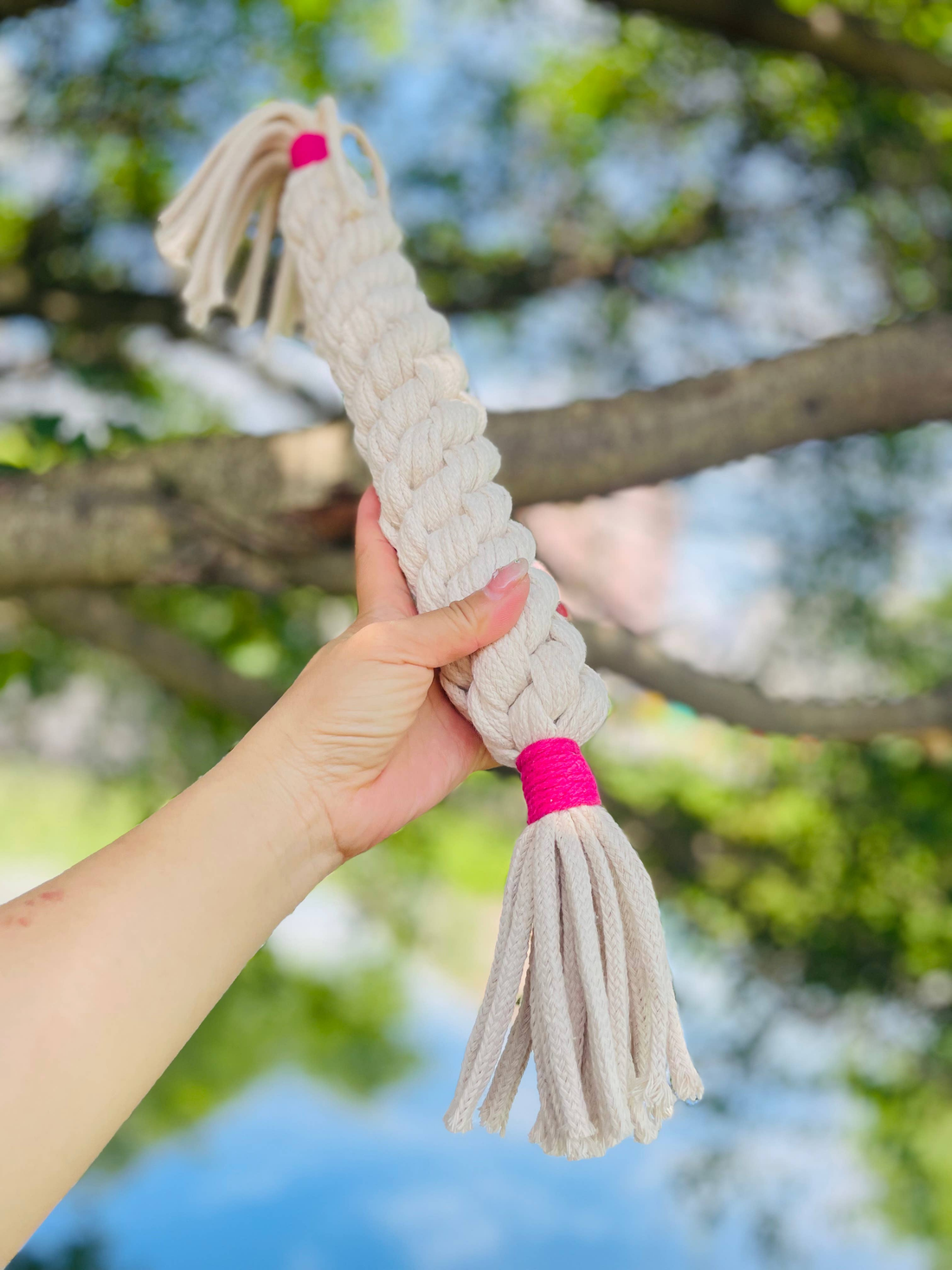 Large Cream White Handmade Macrame Candy Rope for Big Dogs