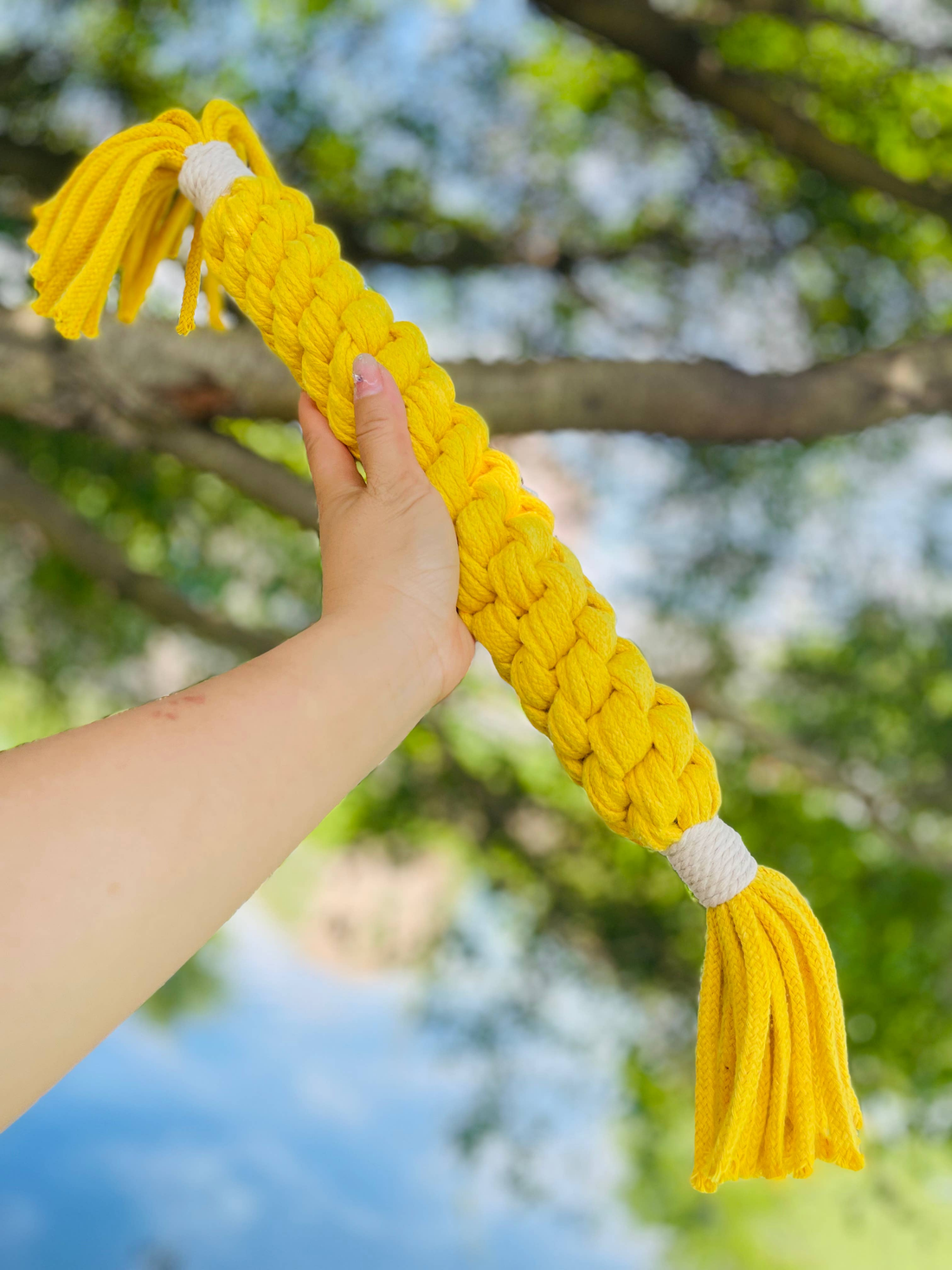 Large Gold Yellow Handmade Macrame Candy Rope for Big Dogs