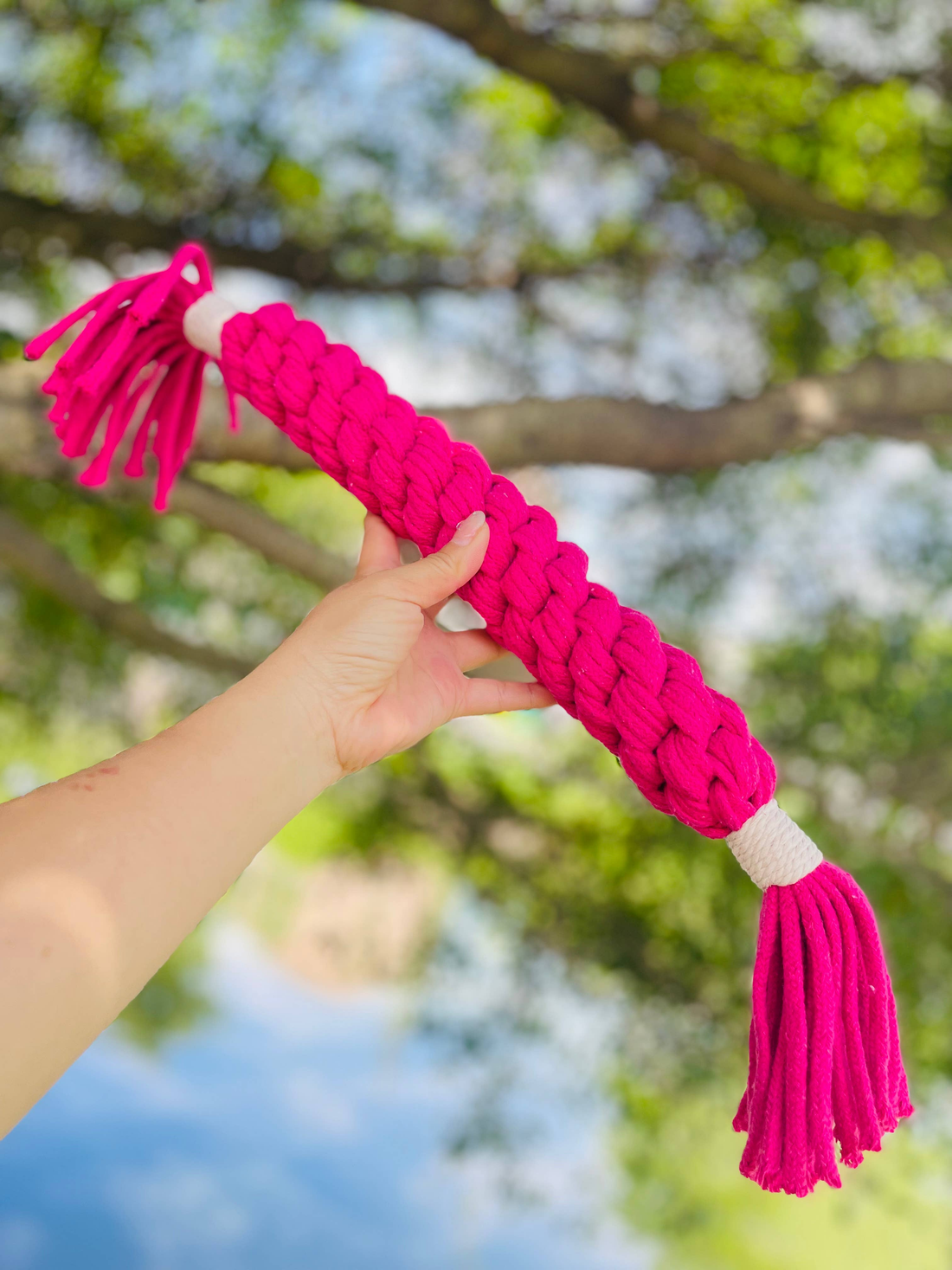 Large Rose Red Handmade Macrame Candy Rope for Big Dogs