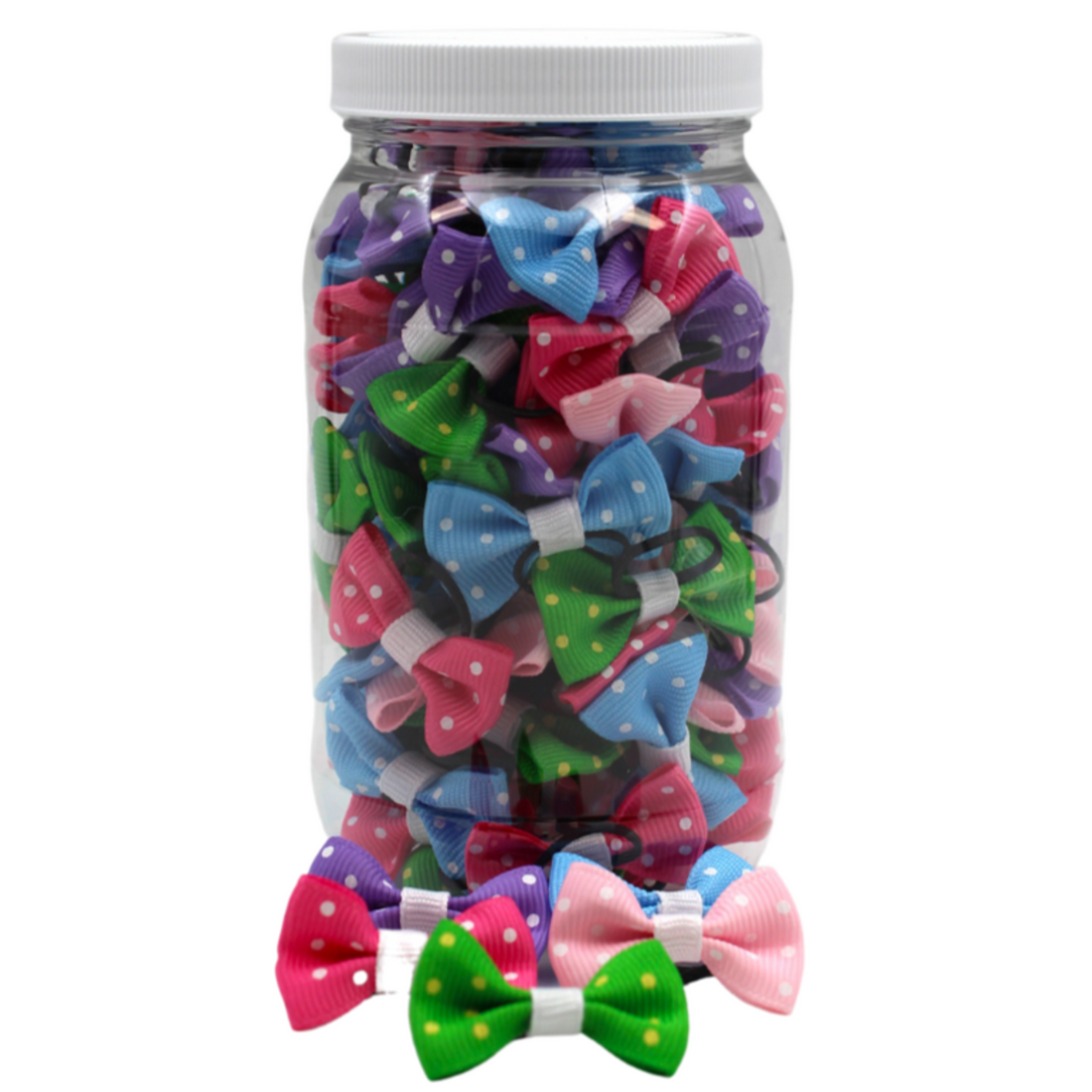 Polka Dot Dinky Dog & Cat Grooming Bows Jar
