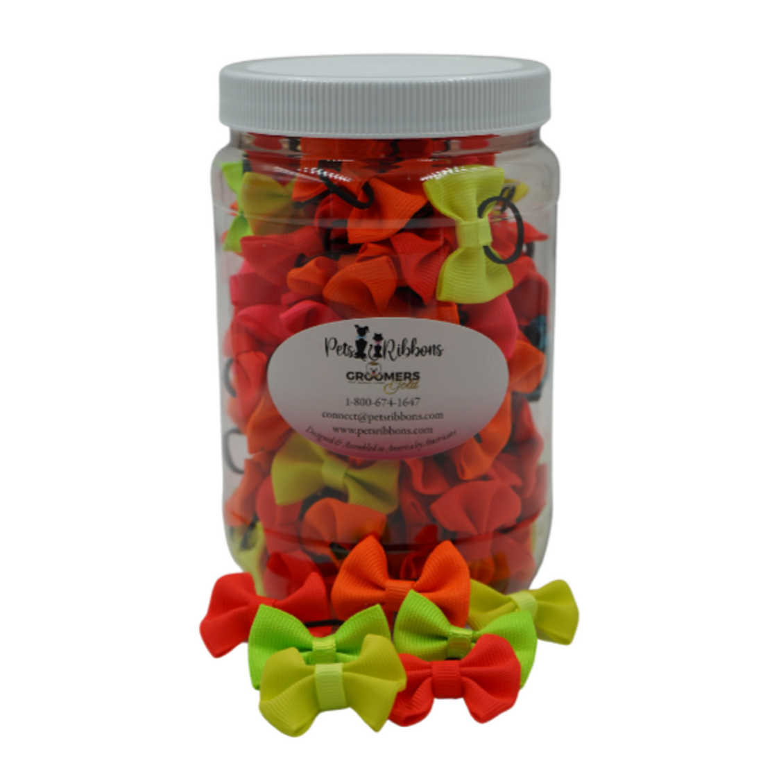 Neon Dog & Cat Grooming Bows Jar