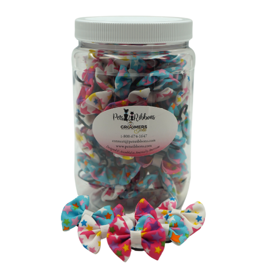 Birthday Stars Dog & Cat Grooming Bows Jar