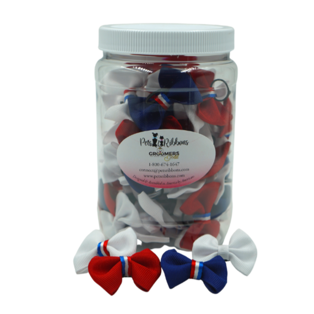 Americano 1-Inch Dog Bows on Rubber Band Jar