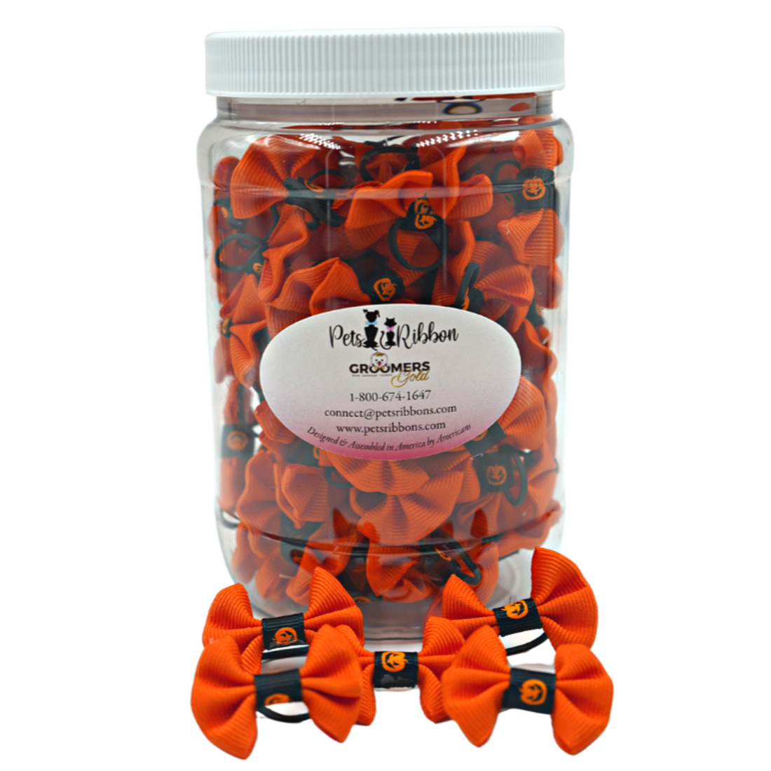 Pets Ribbons Halloween Pumpkin Dog & Cat Bows Jar
