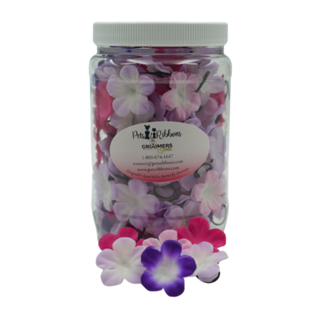 Pastel Small Flower Dog and Cat Bows in a Jar