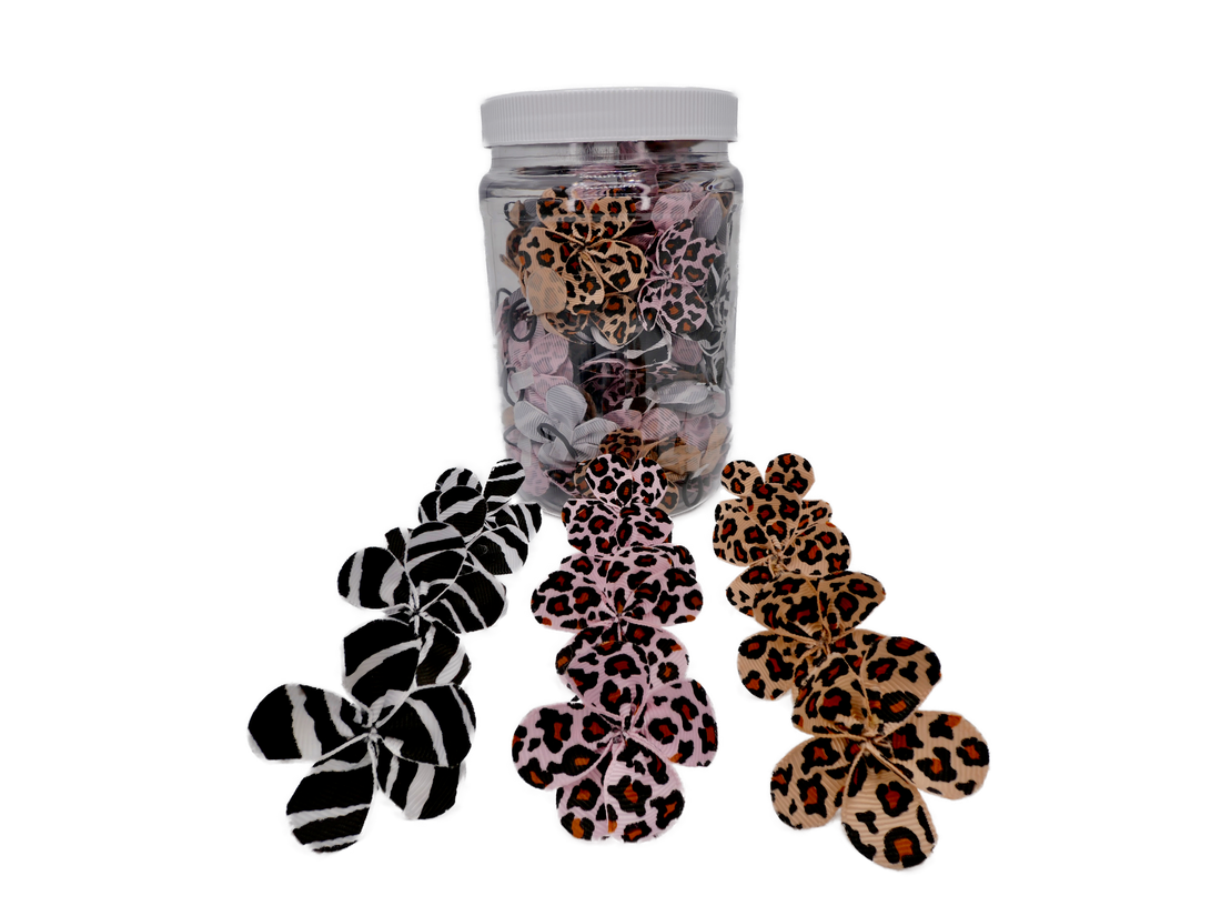 Animal Print Medium Flower Dog and Cat Bows in a Jar