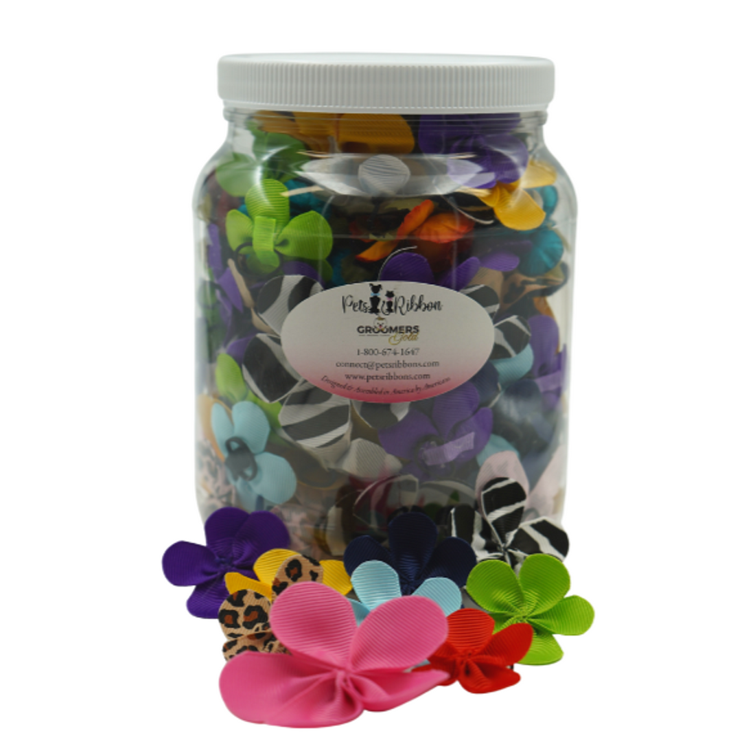 Assorted Flower Style Dog and Cat Bows in a Jar