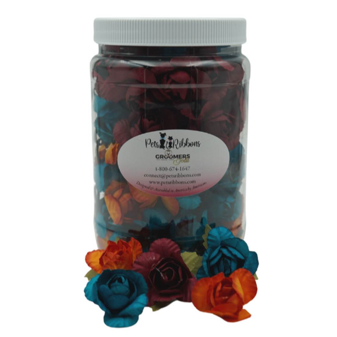 Assorted Fall Flower Dog and Cat Bows in a Jar